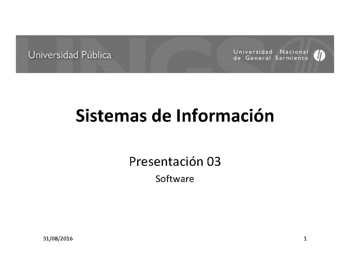 03- Software - Sistemas de Información Presentación 03 Software 2 ...