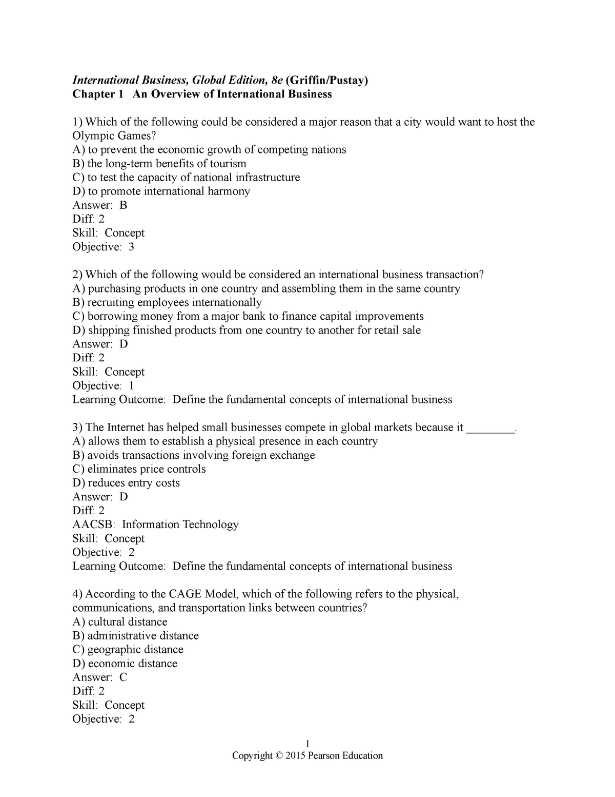 Chapter 1 An Overview Of International Business Mcq International Business Global Edition 8e Studocu