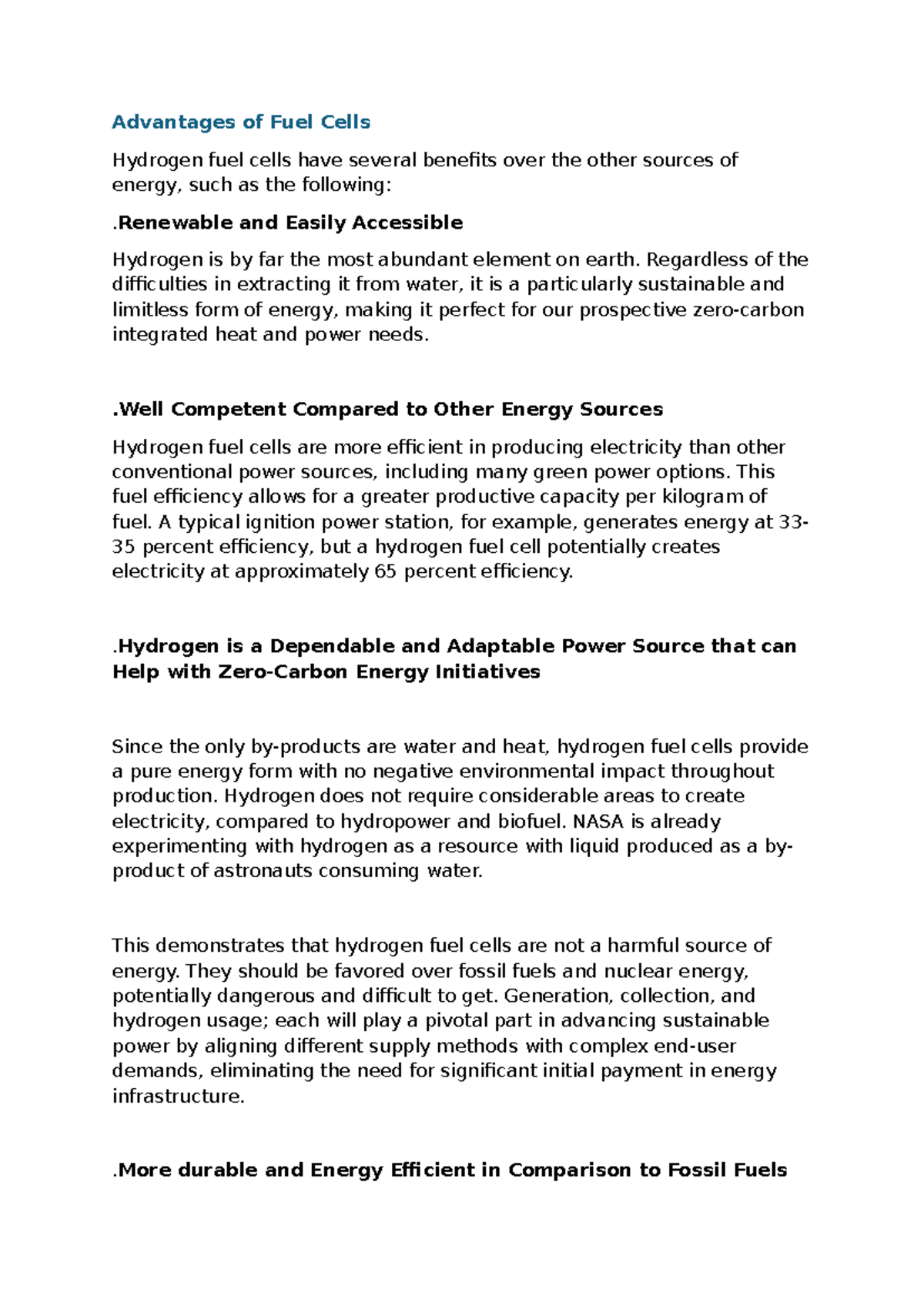 Advantages of fuel cell - Advantages of Fuel Cells Hydrogen fuel cells ...