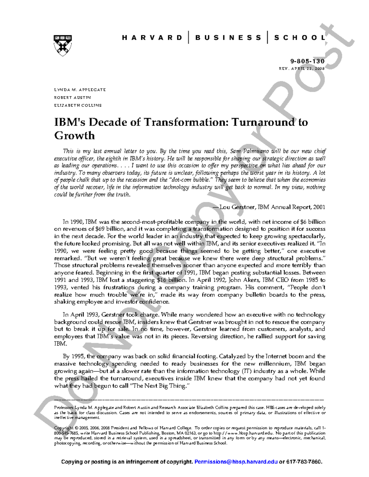 IBM Decade of Transformation - Do Not Copy or Post 9 - 8 0 5 - 1 3 0 R ...