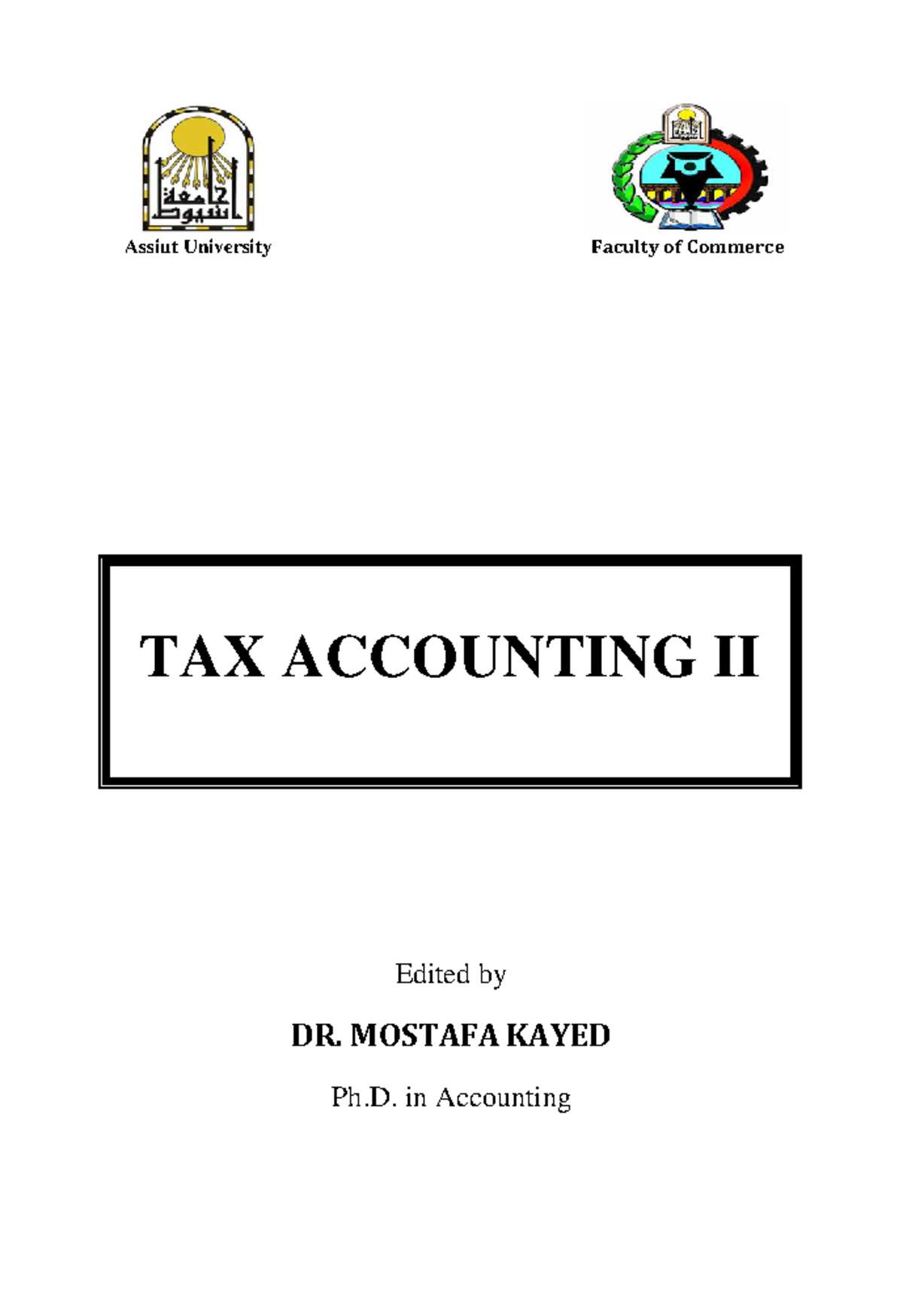 4rd Grade -Tax Accounting II - Assiut University Faculty of Commerce ...