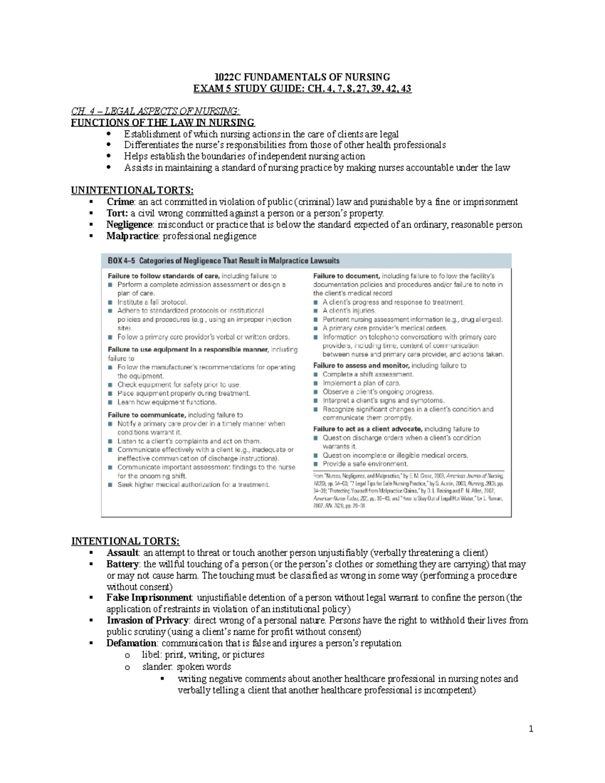 Fundies Exam 5 Study Guide - 1022C FUNDAMENTALS OF NURSING EXAM 5 STUDY ...