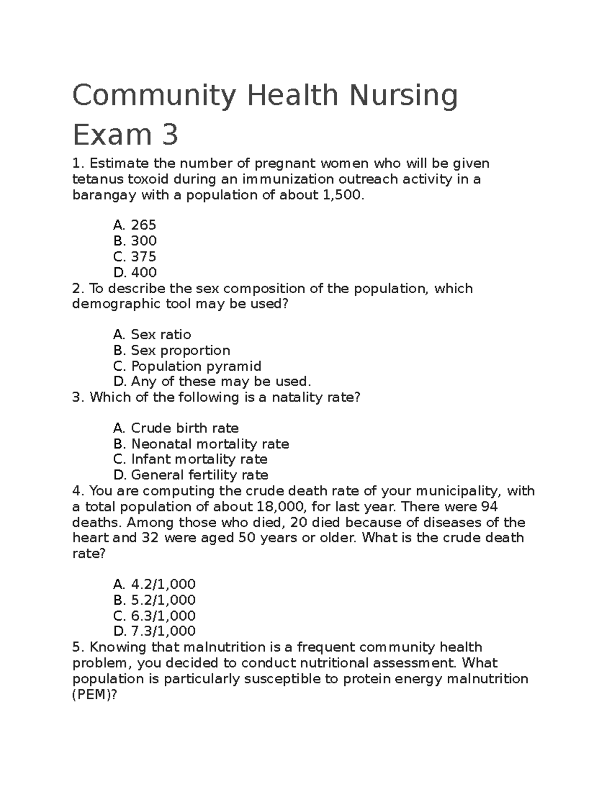 community-health-nursing-exam-3-community-health-nursing-exam-3