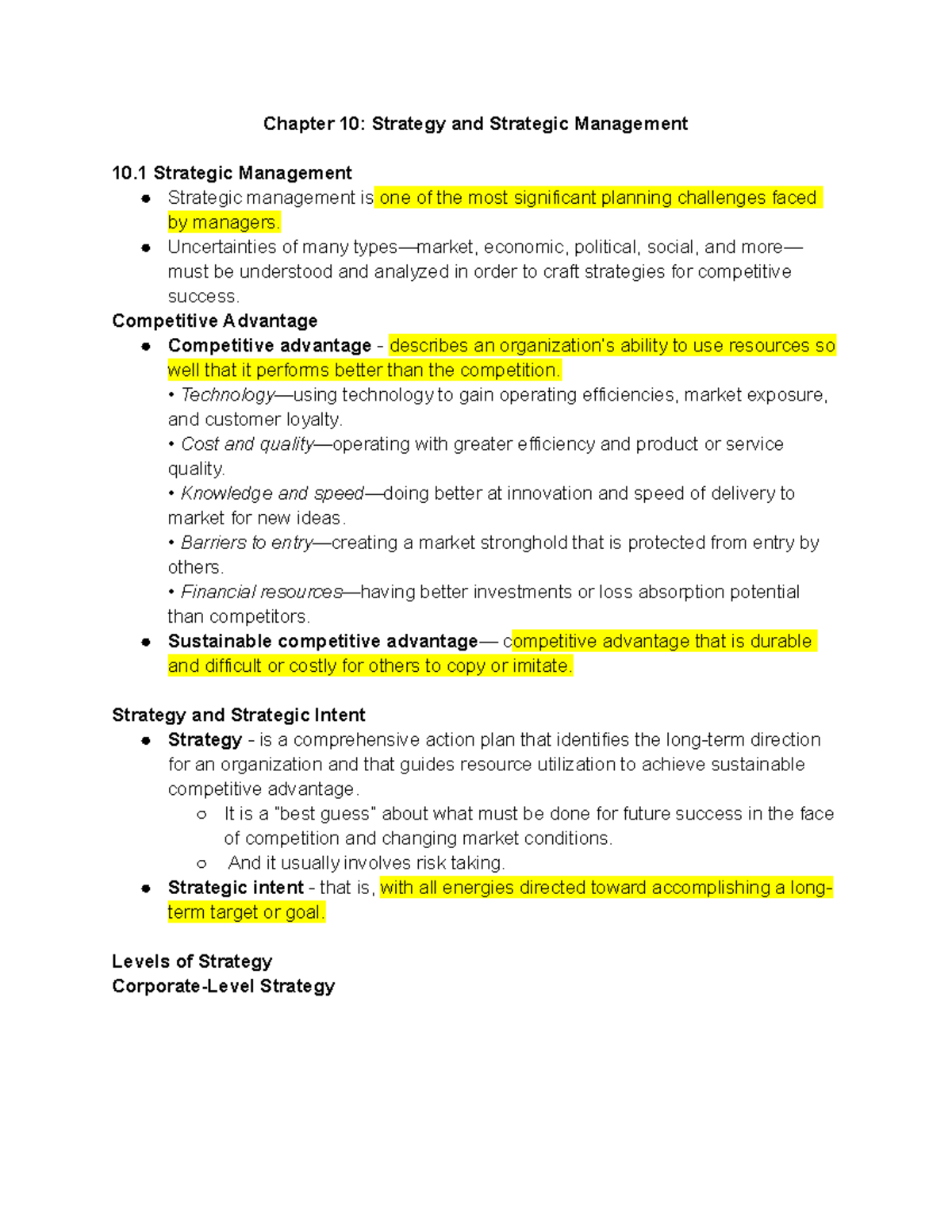 Chapter 10 Strategy And Strategic Management - Chapter 10: Strategy And ...