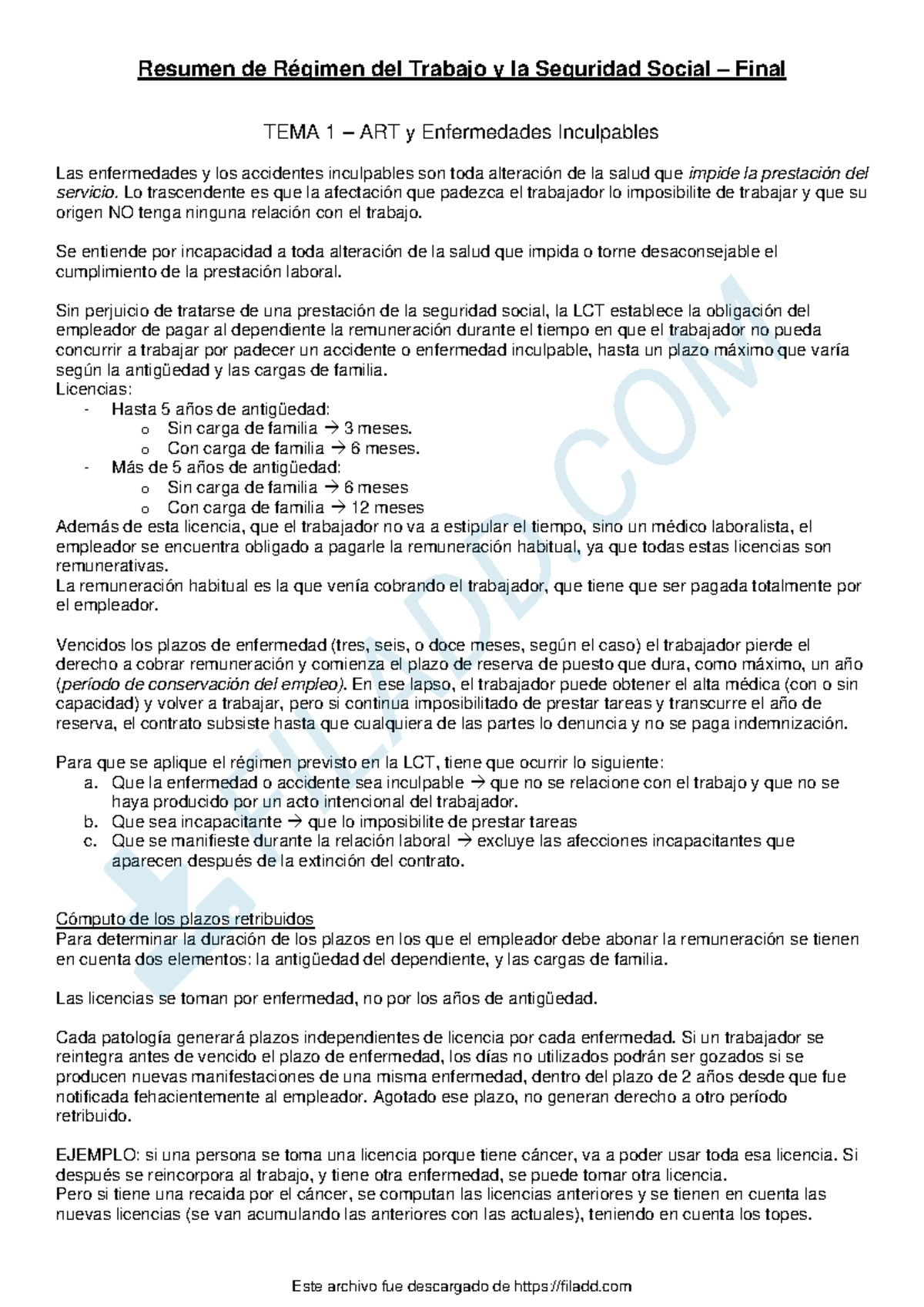 Resumen de Regimen del Trabajo y la Seguridad Social final - Lo ...