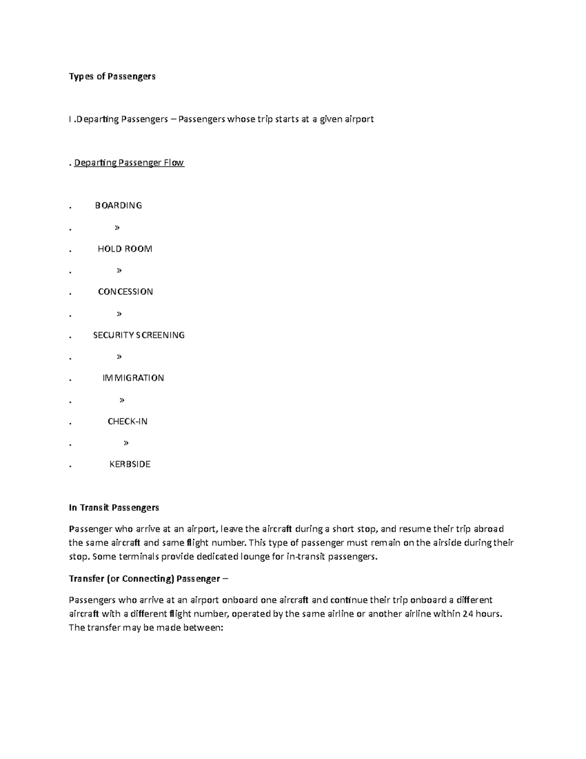 Type of passanger It's usefull to aviation students Types of