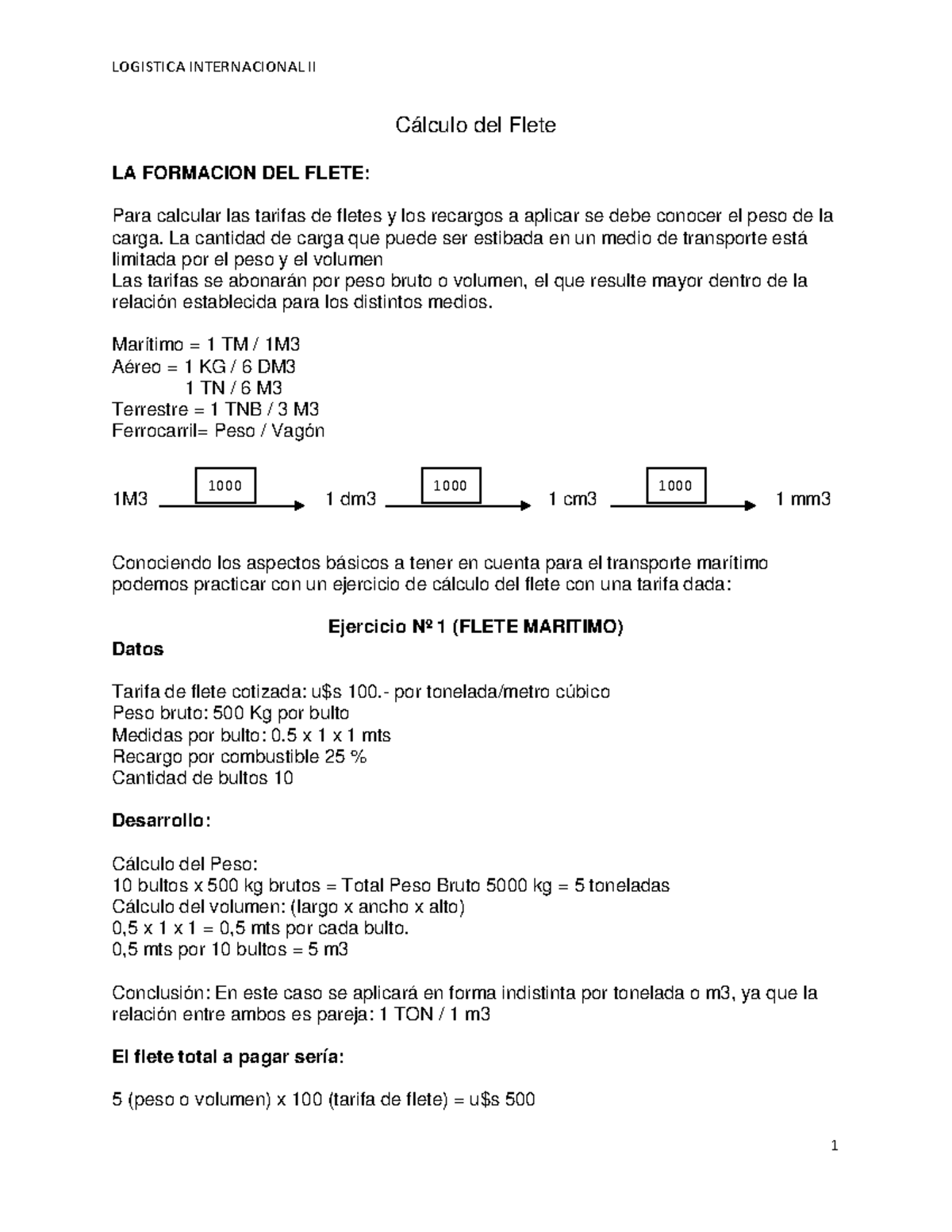 76020443 Calculo del Flete - Cálculo del Flete LA FORMACION DEL FLETE ...