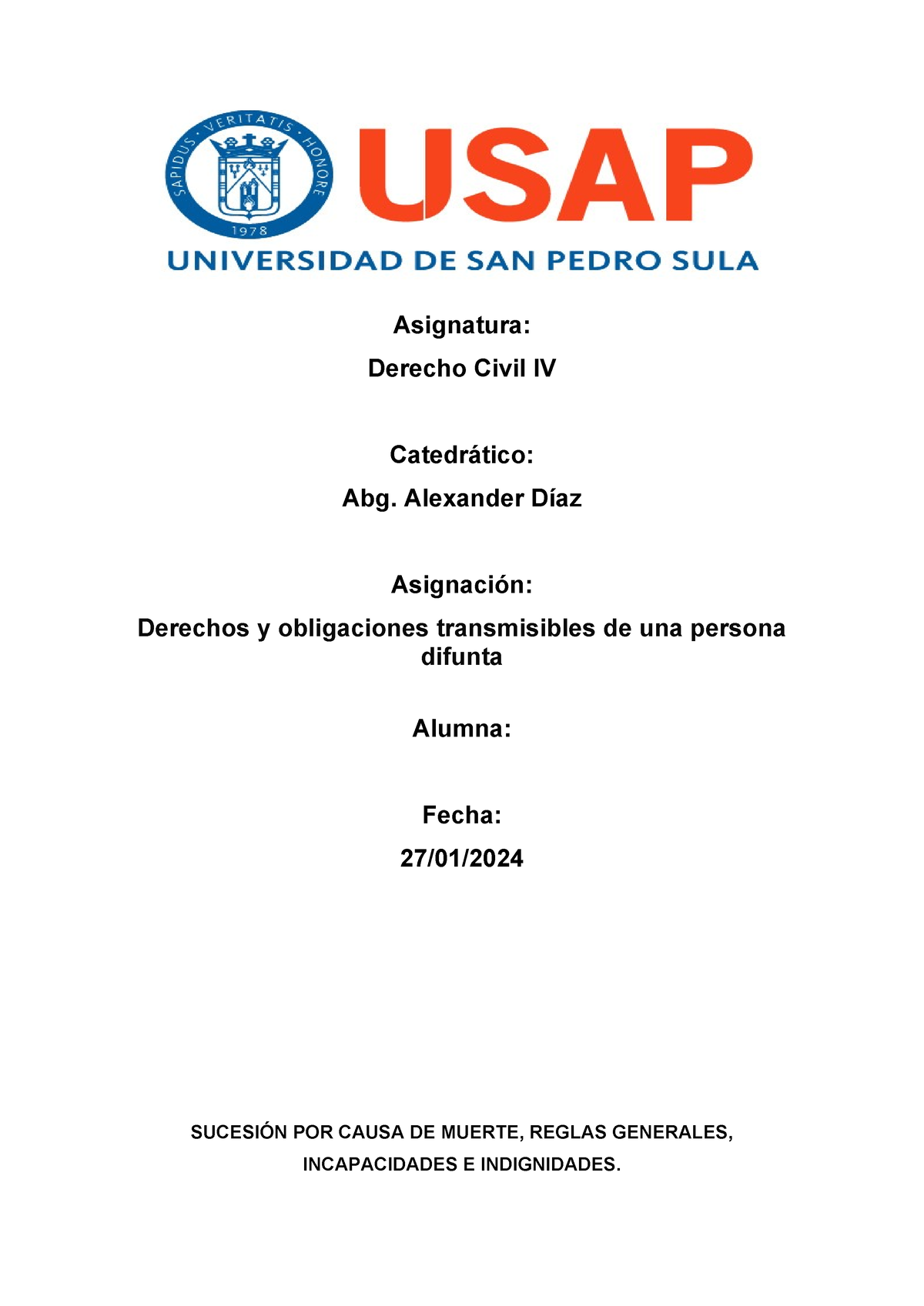 Derechos Y Obligaciones Transmisibles - Asignatura: Derecho Civil IV ...