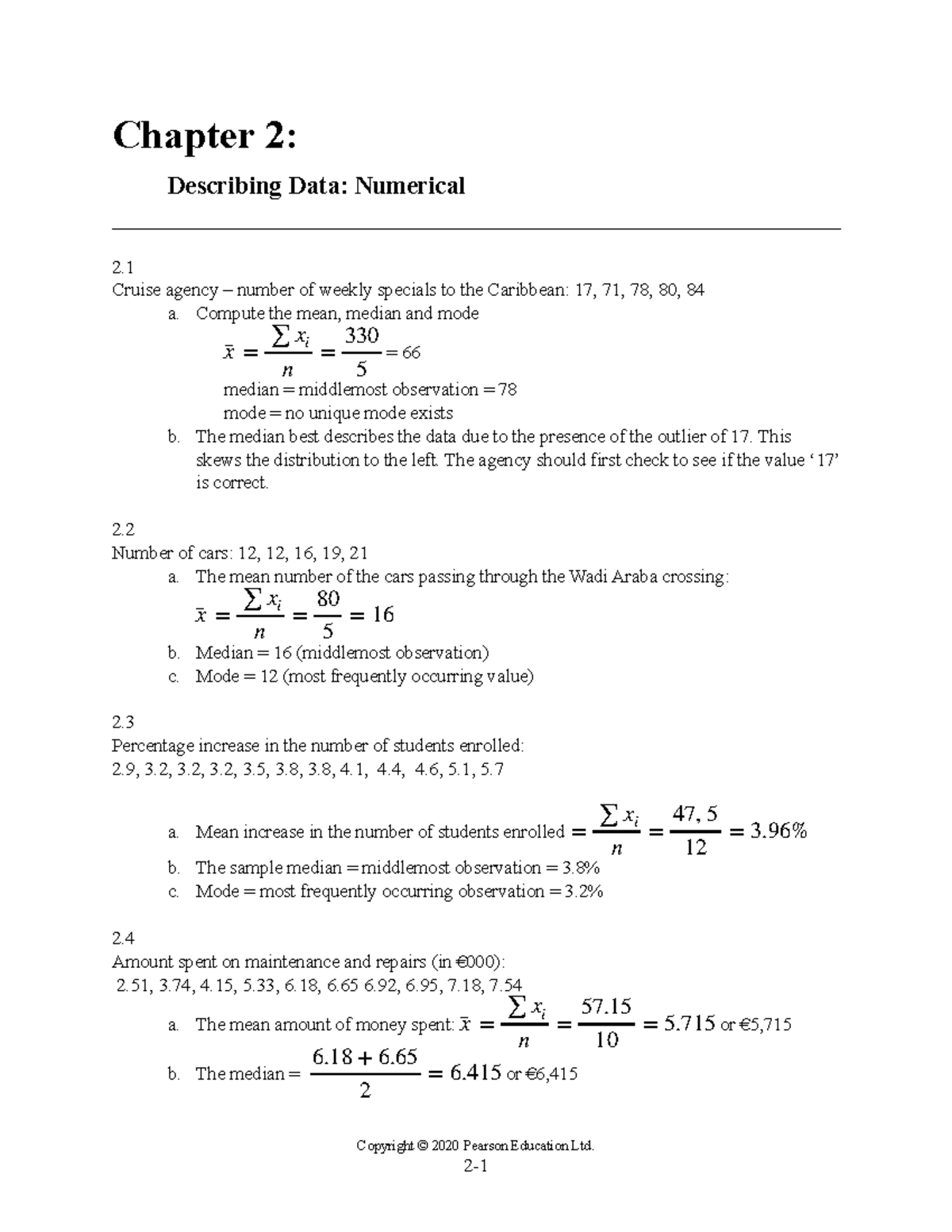 Nsbe9ege Ism Ch02 - Student Solutions Manual, Statistics For Business ...