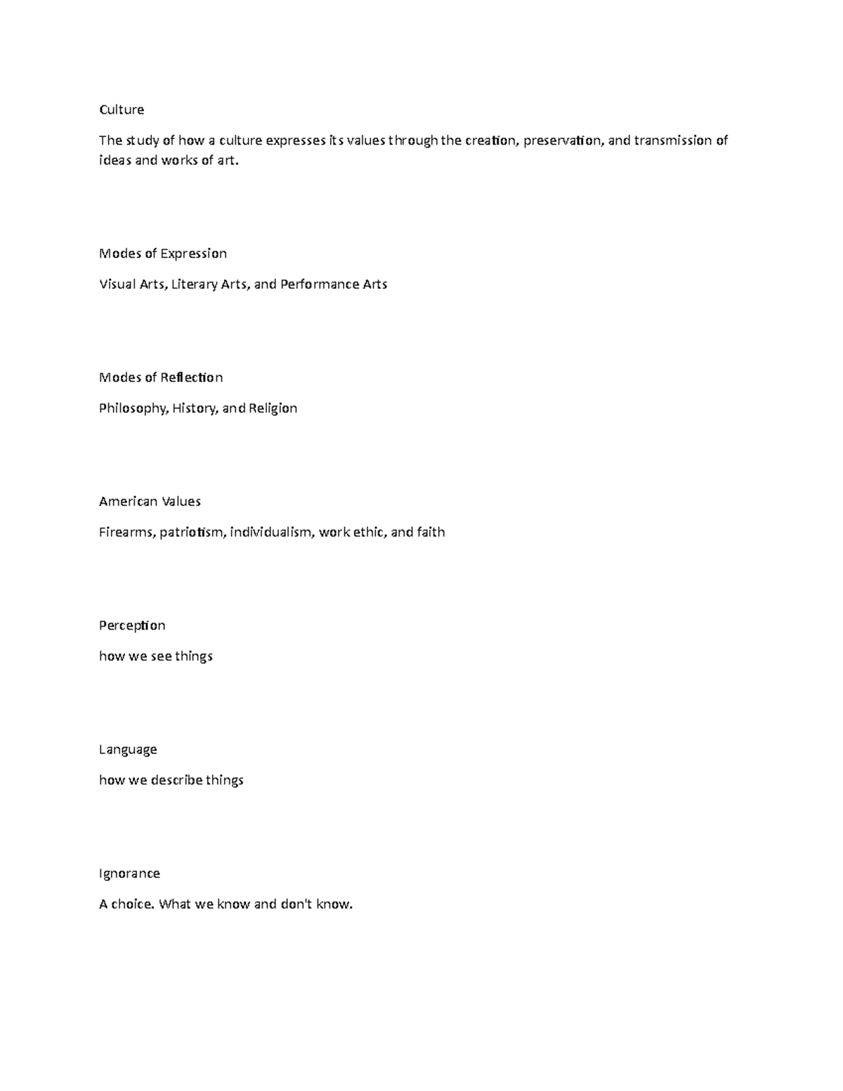 CSTU 101 Exam 1 - Terms for exam 1 - Culture The study of how a culture ...