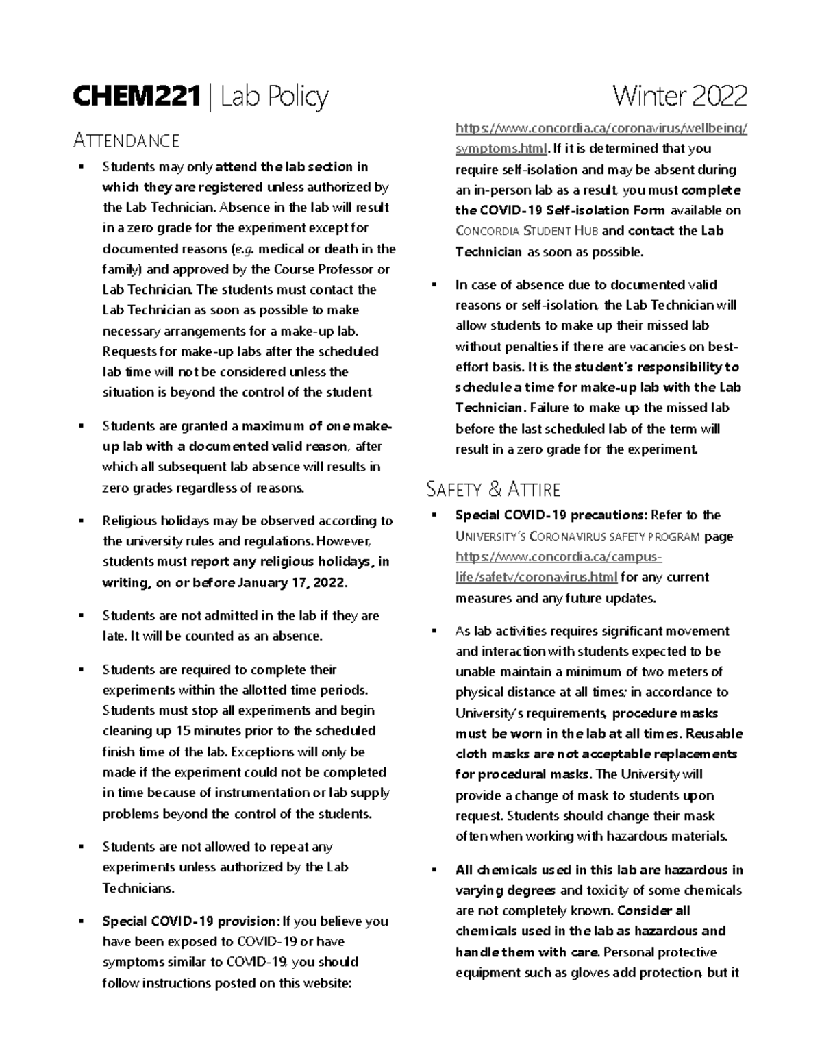 CHEM221 Lab Policy CHEM221 Lab PolicyCHEM221 Lab PolicyCHEM221 Lab ...
