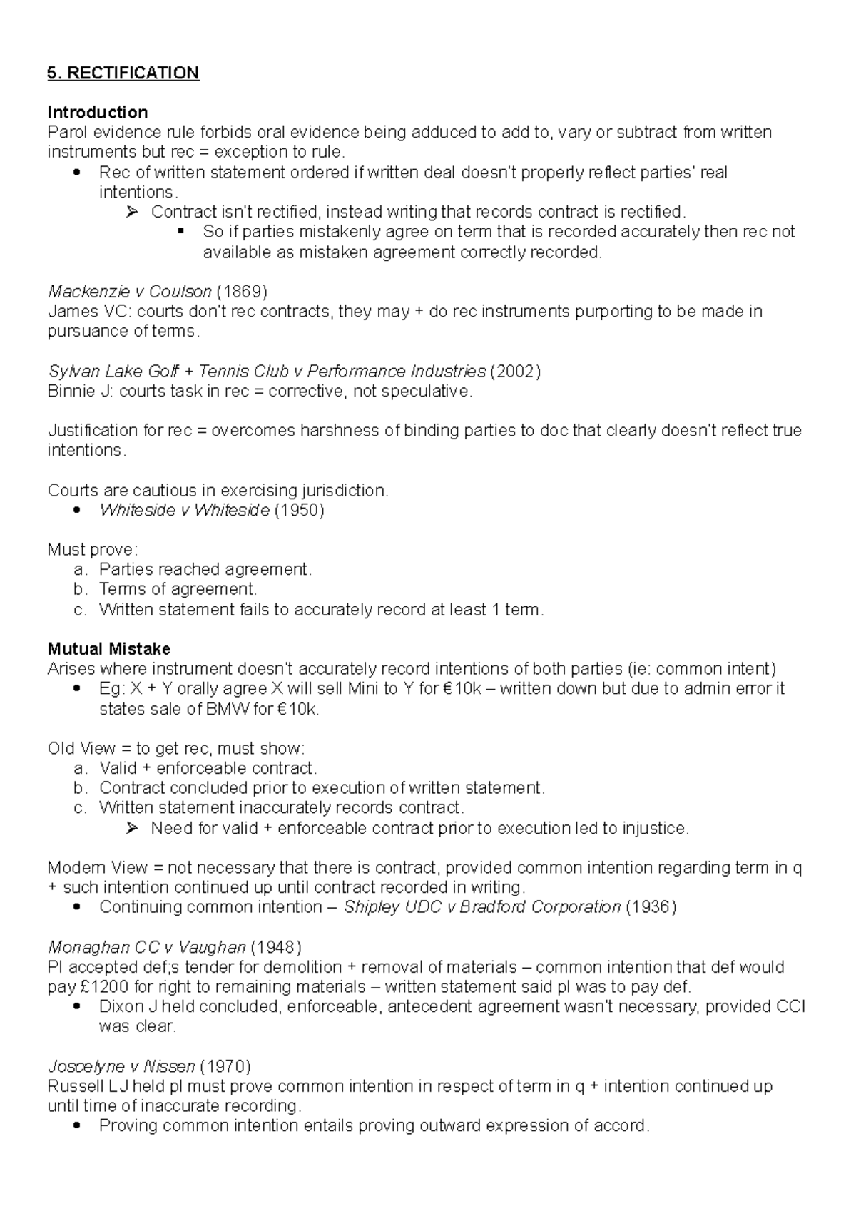 5 Rectification summary notes from Equity course - 5. RECTIFICATION ...