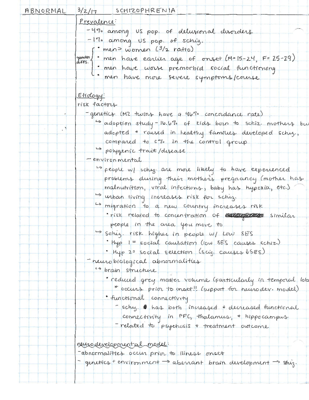 Abnormal notes 3-7-17 - Professor: Thompson - _RBNORMAE 3/217 SCHI’ZOPI ...