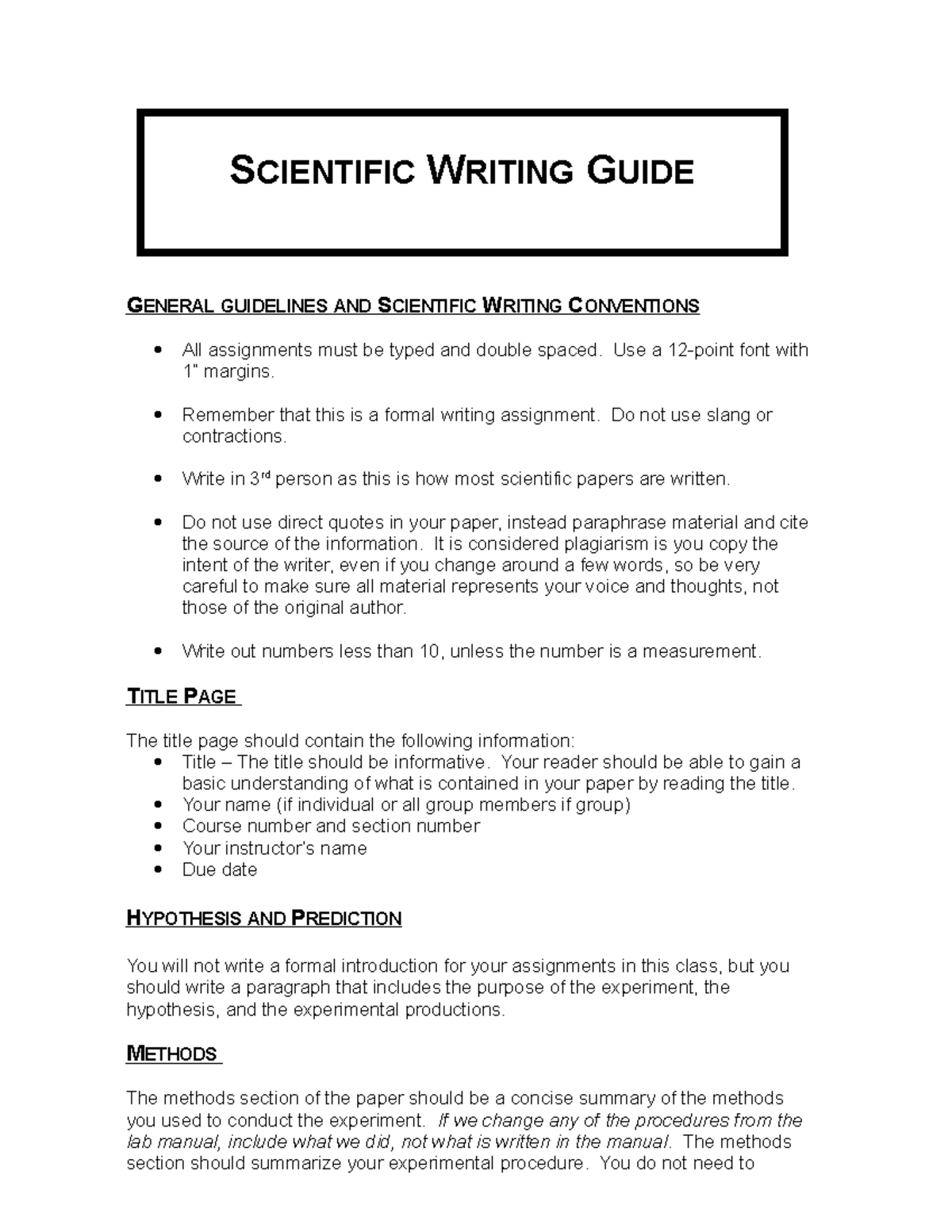 Scientific Writing Guide - GENERAL GUIDELINES AND SCIENTIFIC WRITING ...