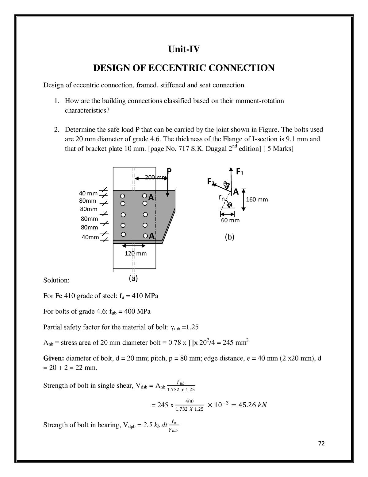 Design Of Eccentric Connections With Brackets - Unit-IV DESIGN OF ...