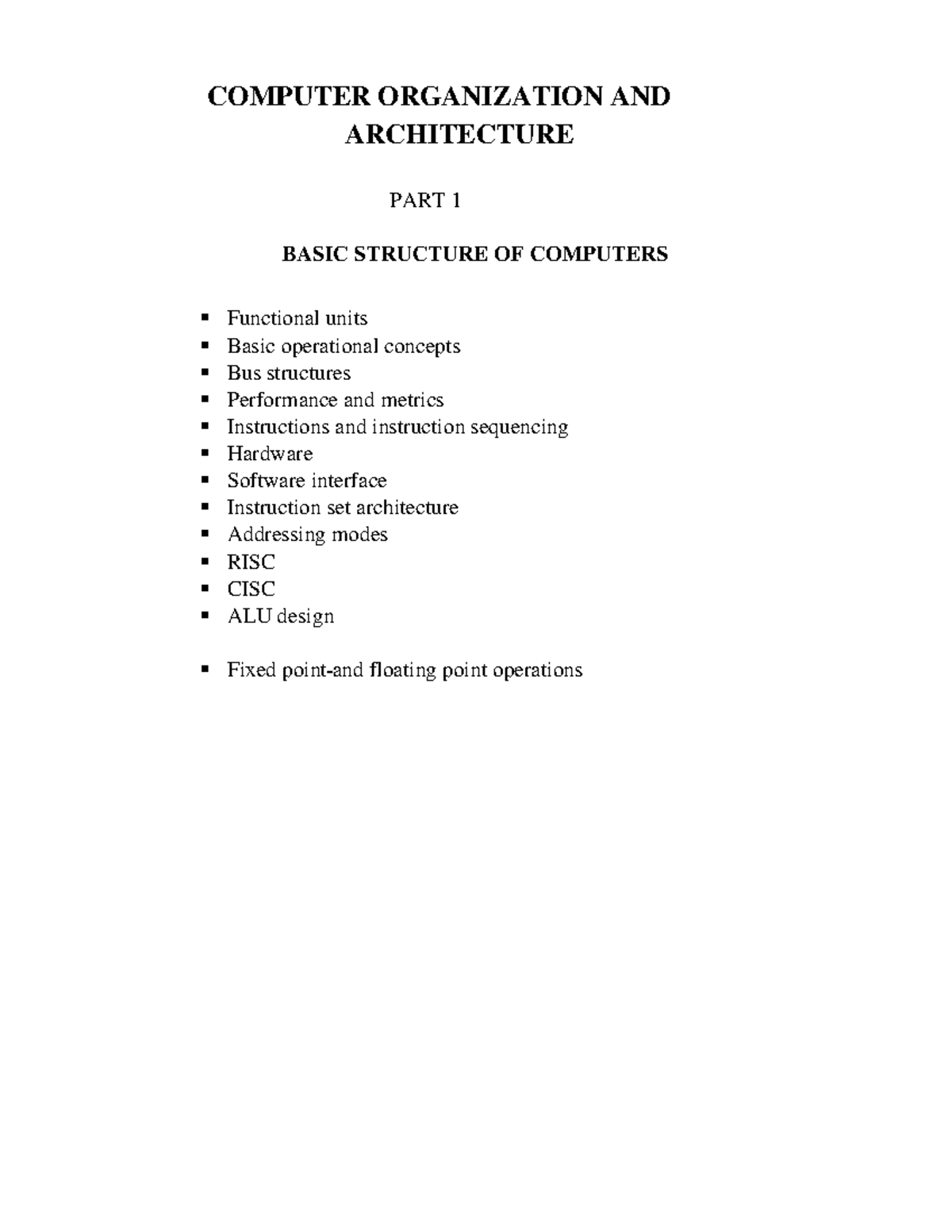 COA Notes PART 1 Basic Structure OF Computers - COMPUTER ORGANIZATION ...