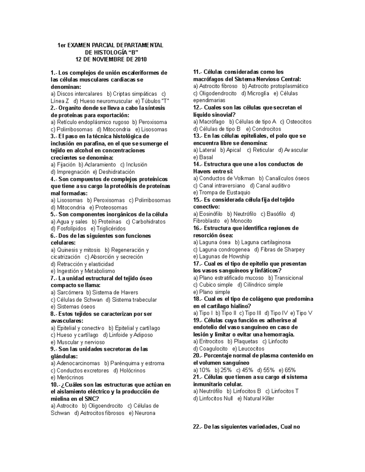 Examen 12 Noviembre 2010, Preguntas - 1er EXAMEN PARCIAL DEPARTAMENTAL ...