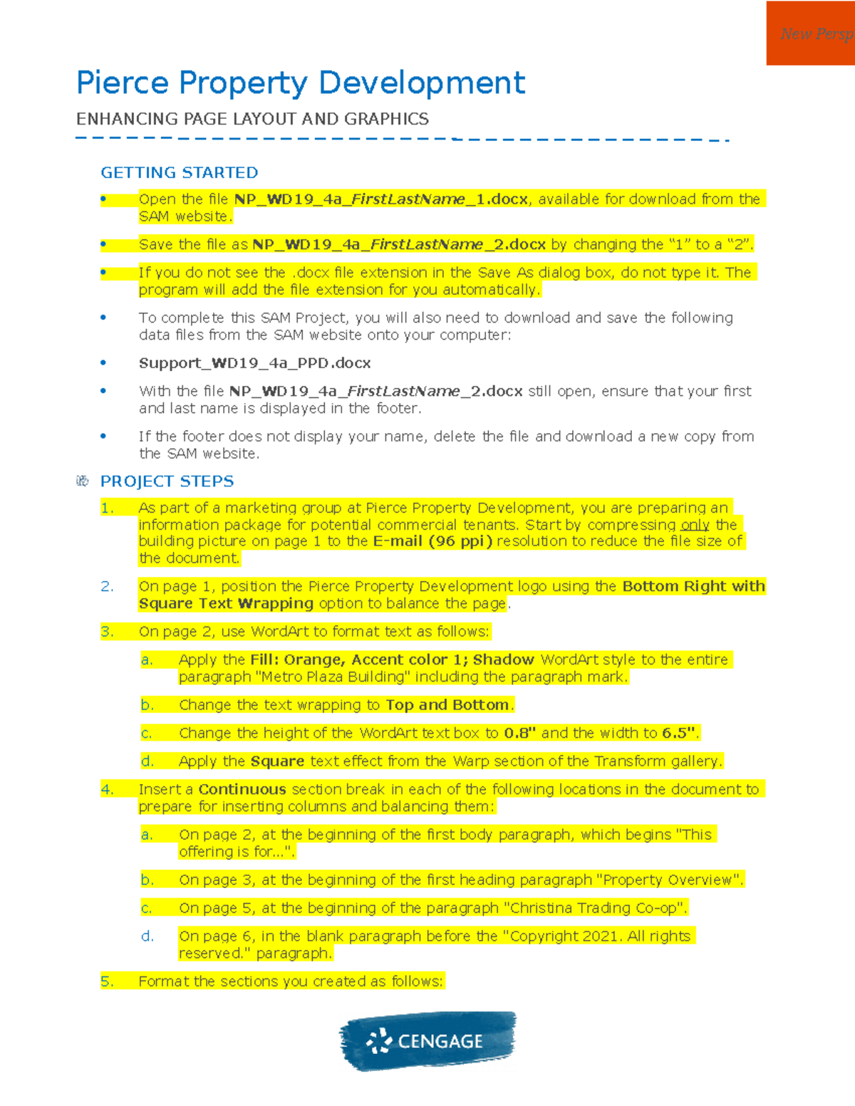 Instructions NP WD19 4a - Pierce Property Development ENHANCING PAGE ...