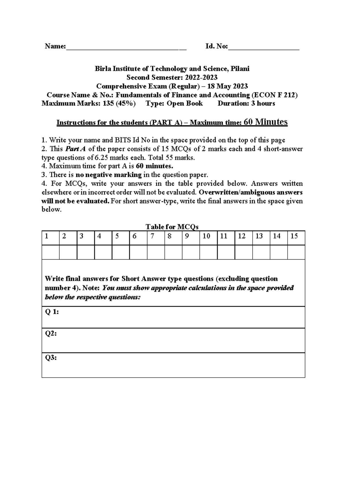 1155 ECON F212 20230526113921 Comprehensive Exam Question Paper - - Studocu