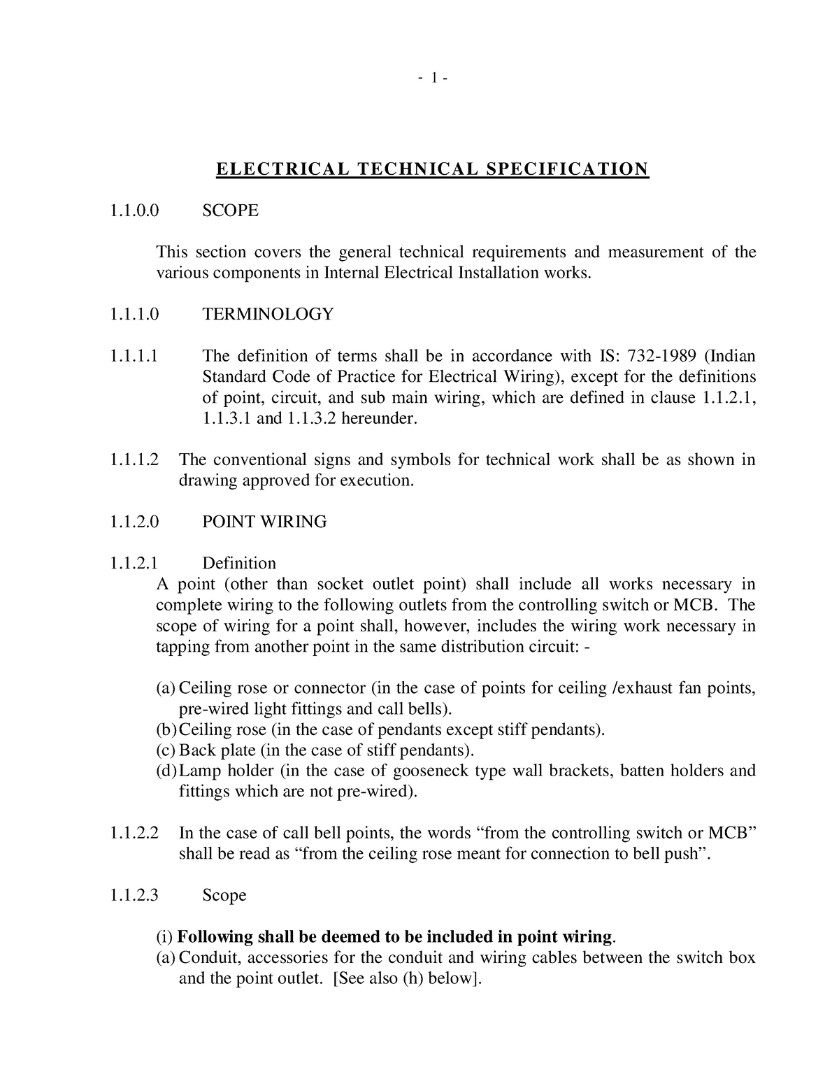 Electricaltechnicalspecification - Bachelor of Science in Electrical ...