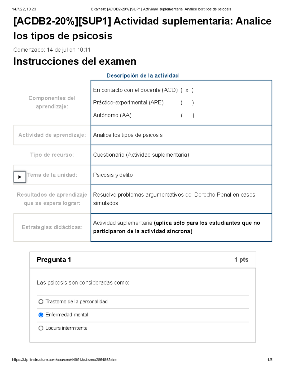 Examen [ACDB 2-20%][SUP 1] Actividad Suplementaria Analice Los Tipos De ...