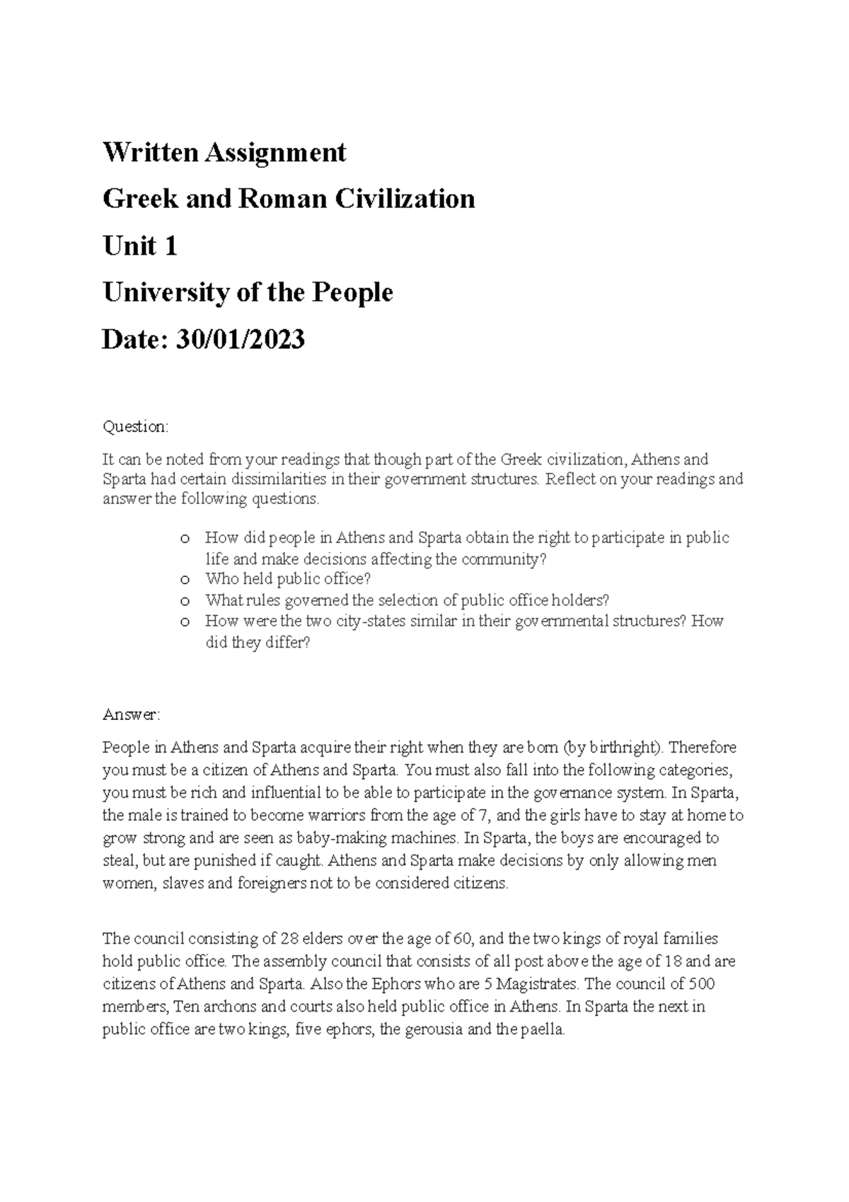 roman civilization assignment pdf