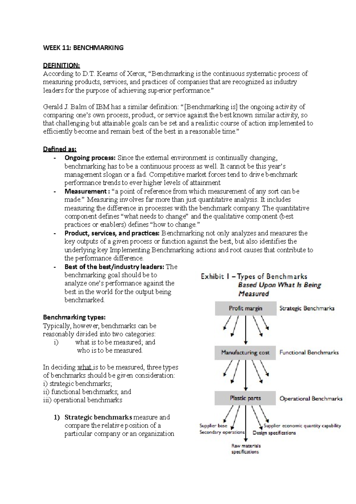 WEEK 11- Benchmarking MAG Notes - WEEK 11: BENCHMARKING DEFINITION ...