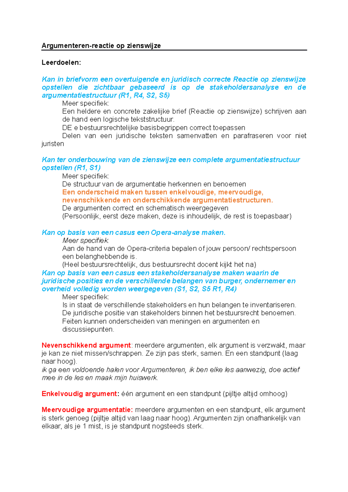 Argumenteren - Argumenteren-reactie op zienswijze Leerdoelen: Kan in ...