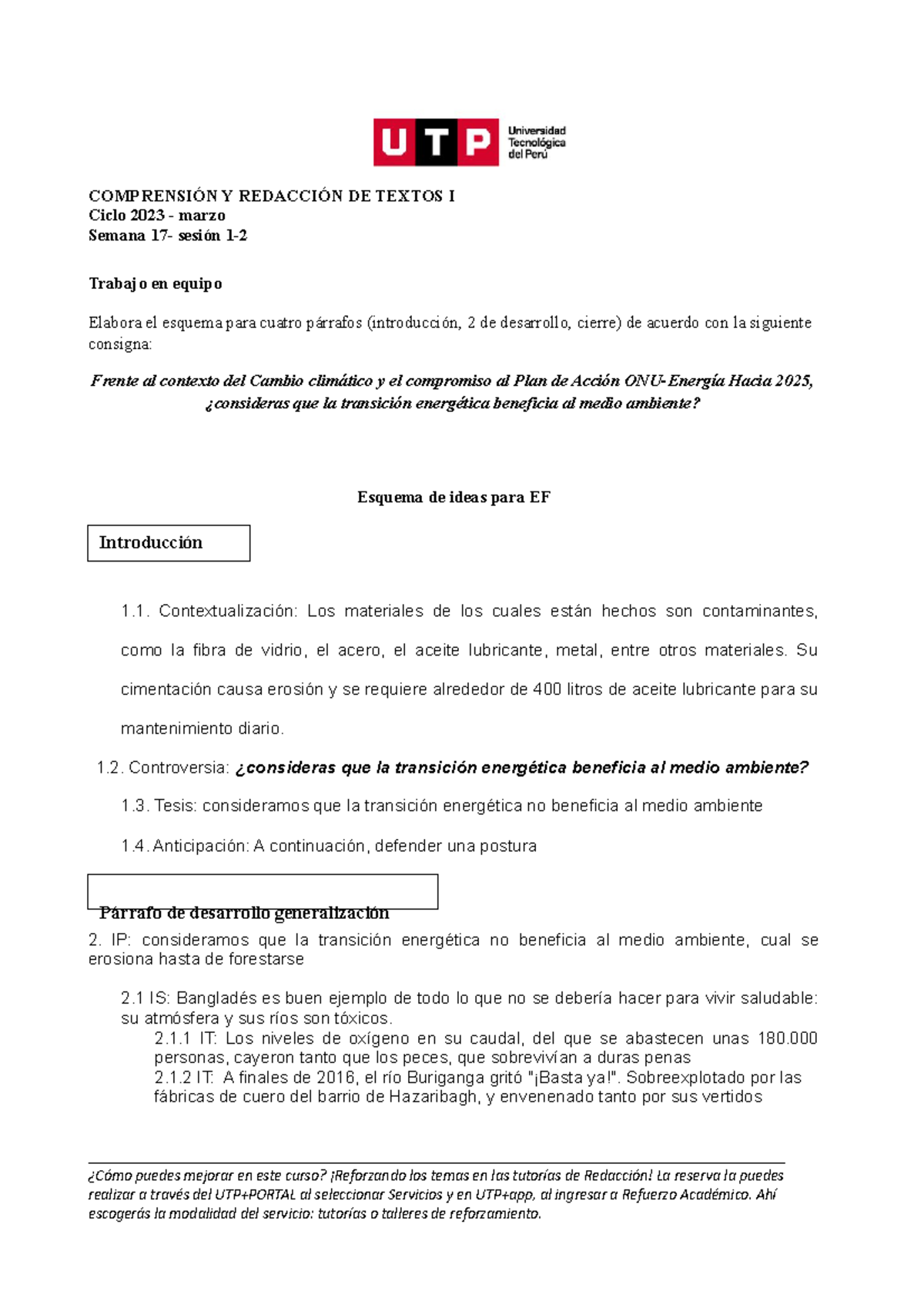 S17.s1-s2 Esquema Para Examen Final 2023 Marzo - COMPRENSIÓN Y ...