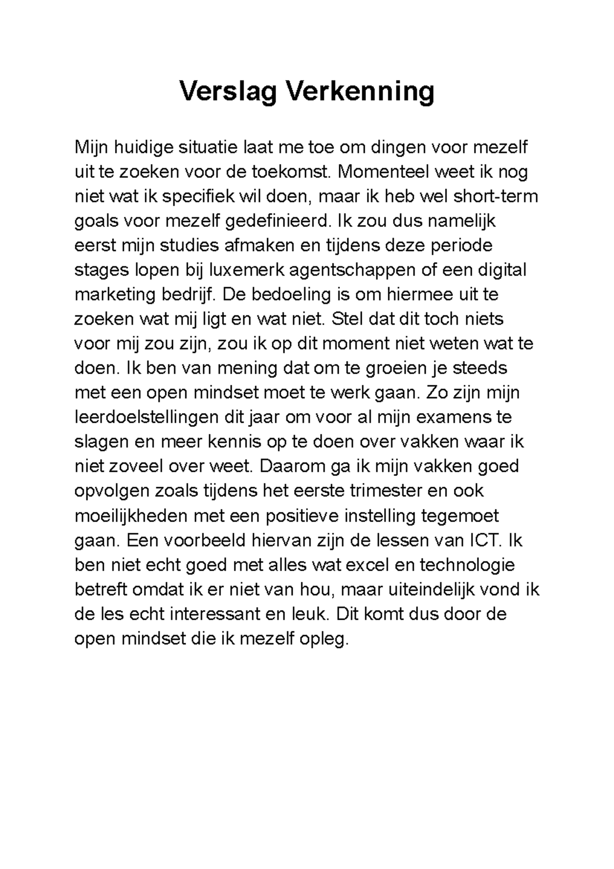 Verslag verkenning goede versie - Verslag Verkenning Mijn huidige ...