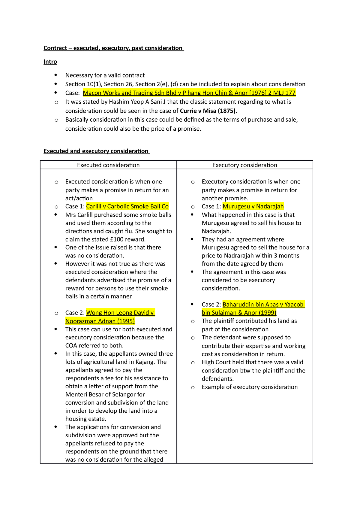 Consideration Contract Law I Contract Executed Executory Past 