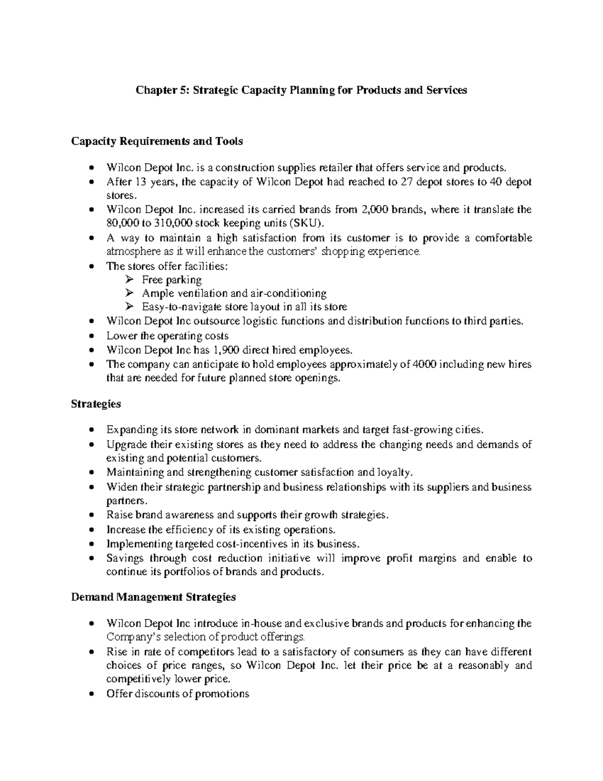 Chapter 5 Strategic Capacity Planning for Products and Services ...