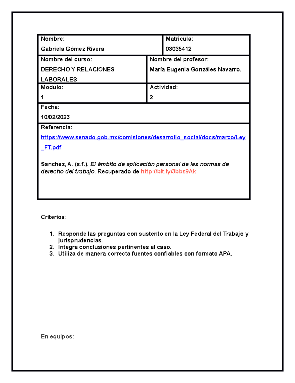 DRLact.2 - dwak - Nombre: Gabriela Gómez Rivera Matricula: 03035412 ...
