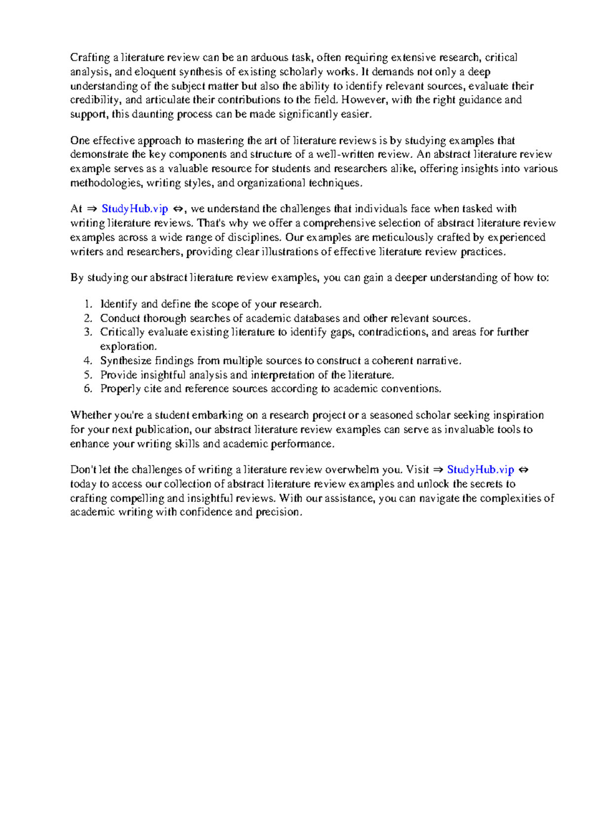 Abstract Literature Review Example - Crafting a literature review can ...