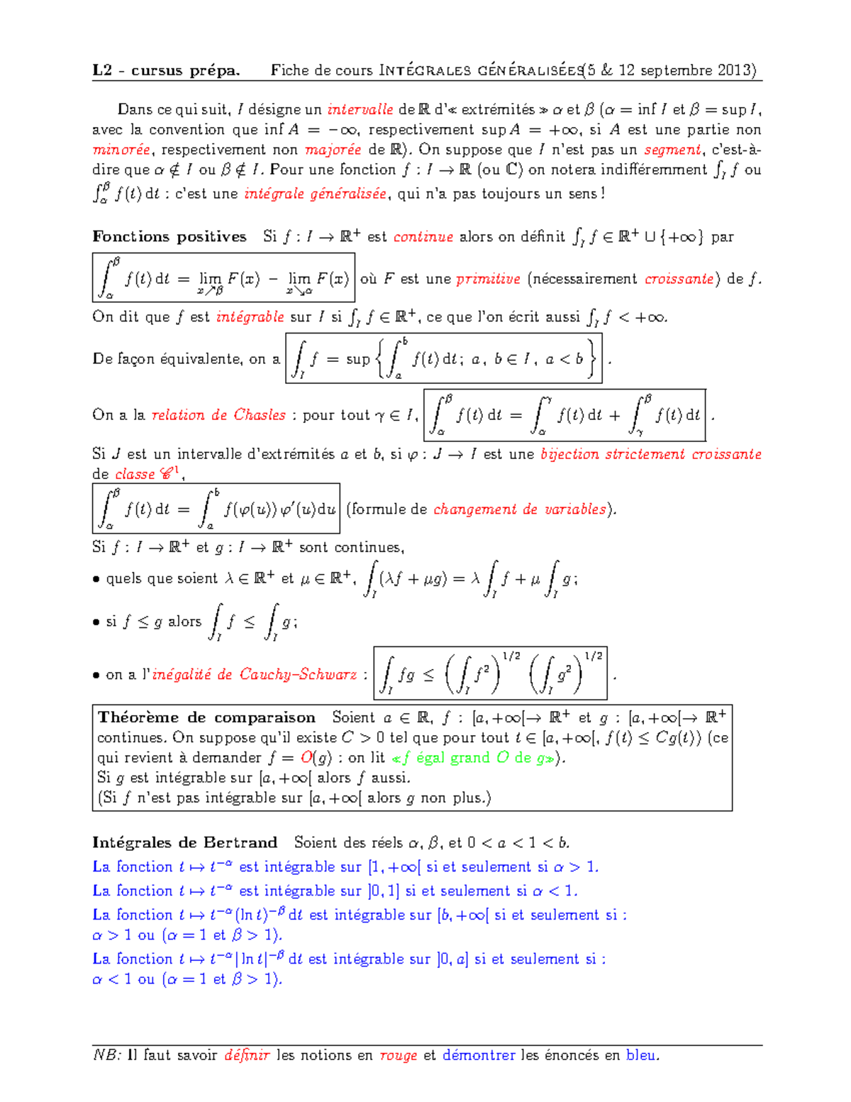 Fiche cours-integrales generalisees - L2 - cursus pr ́epa. Fiche de ...