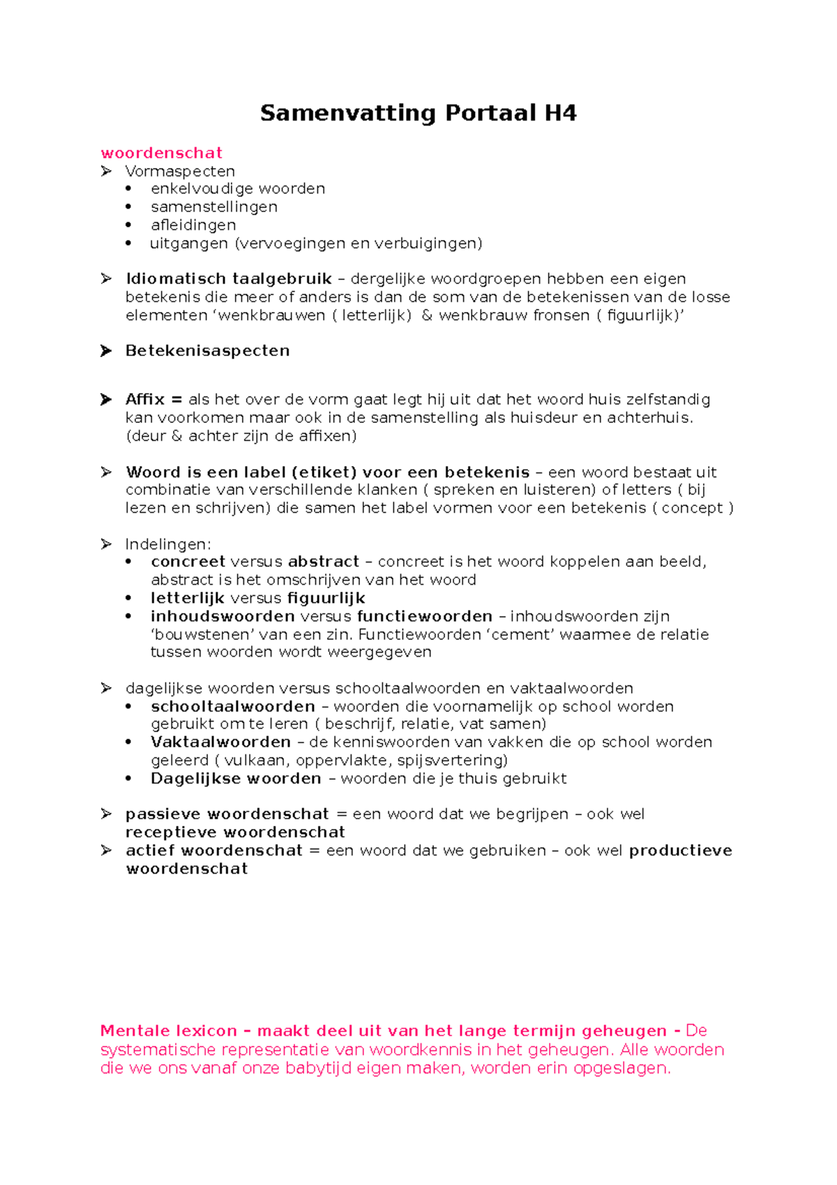 Samenvatting H4 - Hoofdstuk 4 - Portaal - Samenvatting Portaal H ...