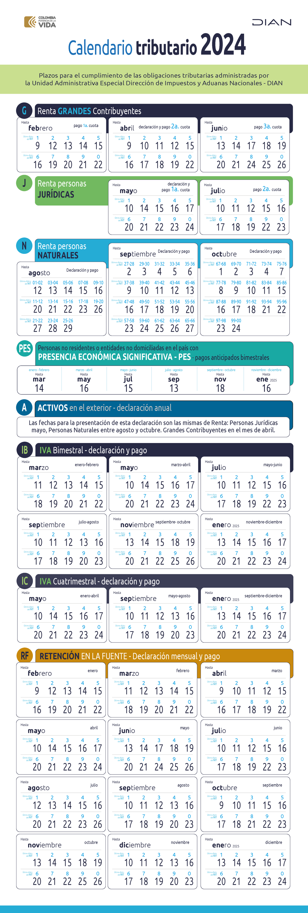 Calendario Tributario 2024 Calendario tributario 2024 Plazos para el