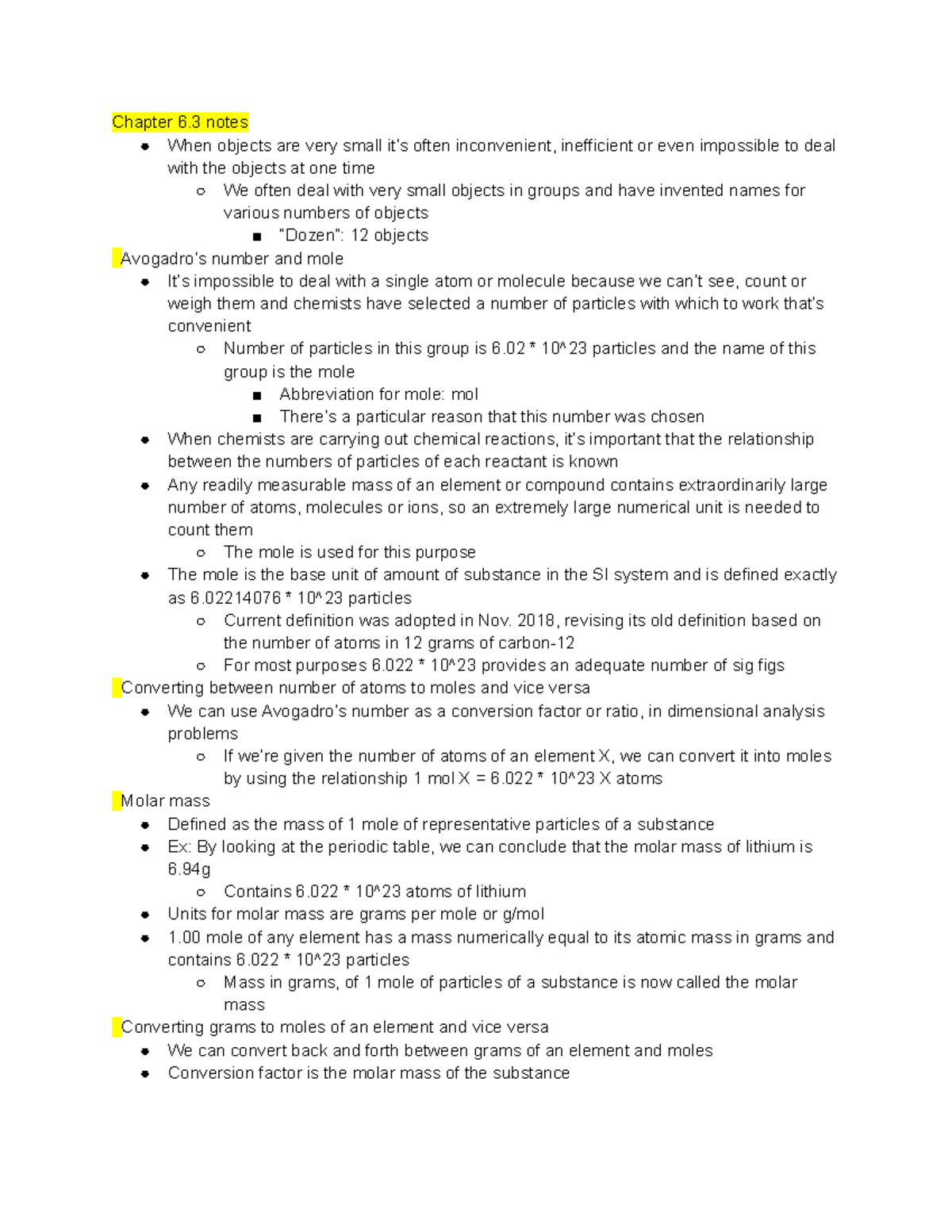 Intro Chem Ch 6 Pt 2 - Chapter 6 notes When objects are very small it’s ...