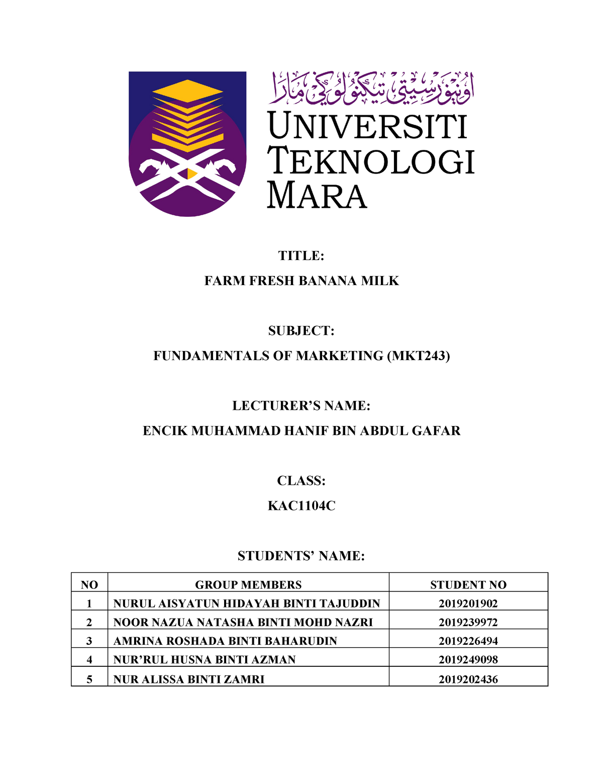 mkt243 group assignment 2021