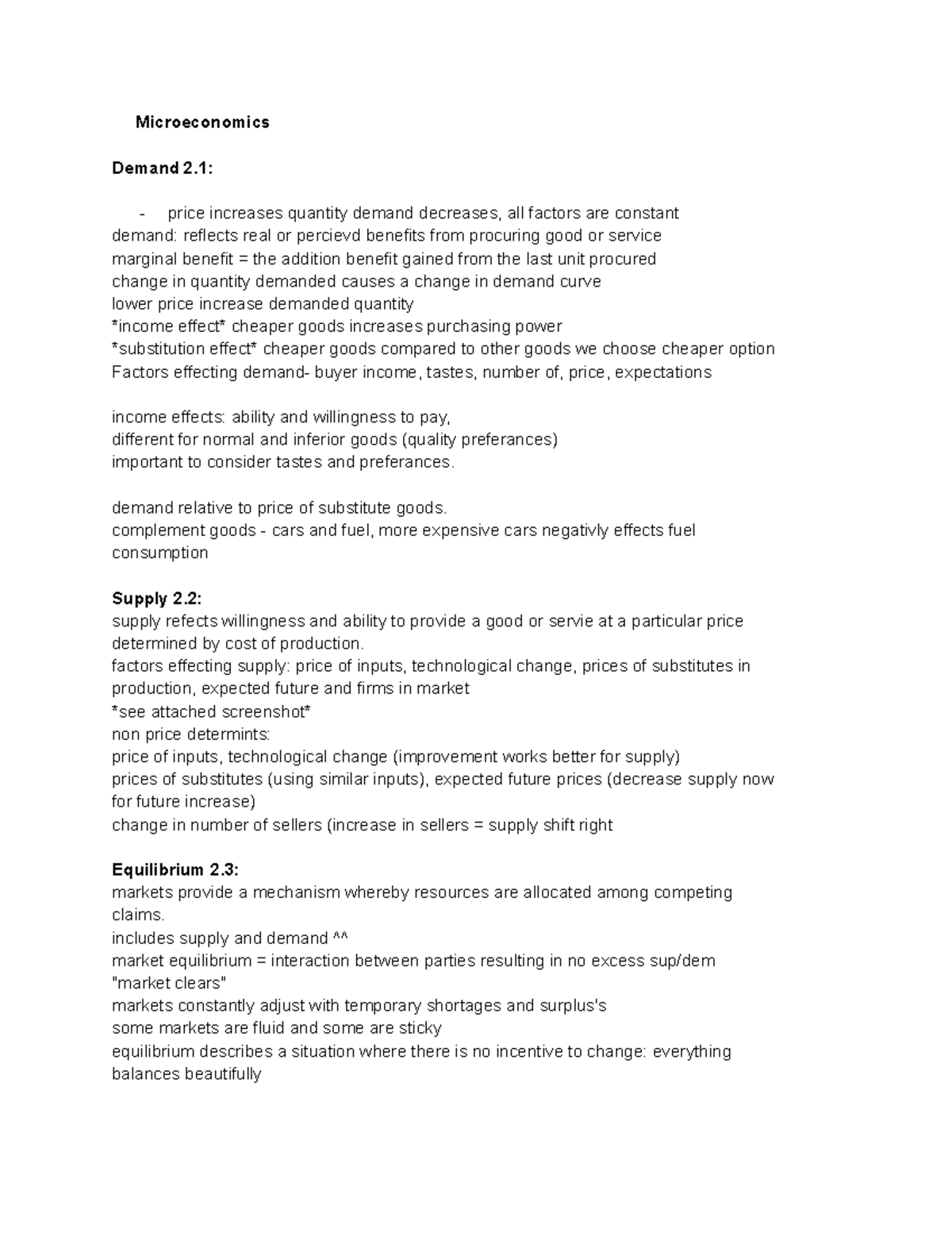Microeconomics lecture notes - Microeconomics Demand 2: price increases ...