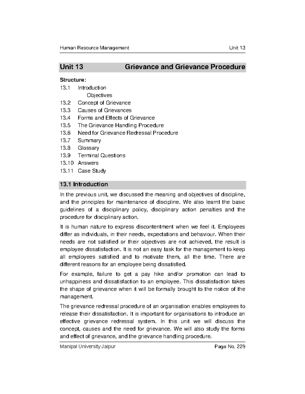 Unit 13 - Grievance and Grievance Procedure - Unit 13 Grievance and ...