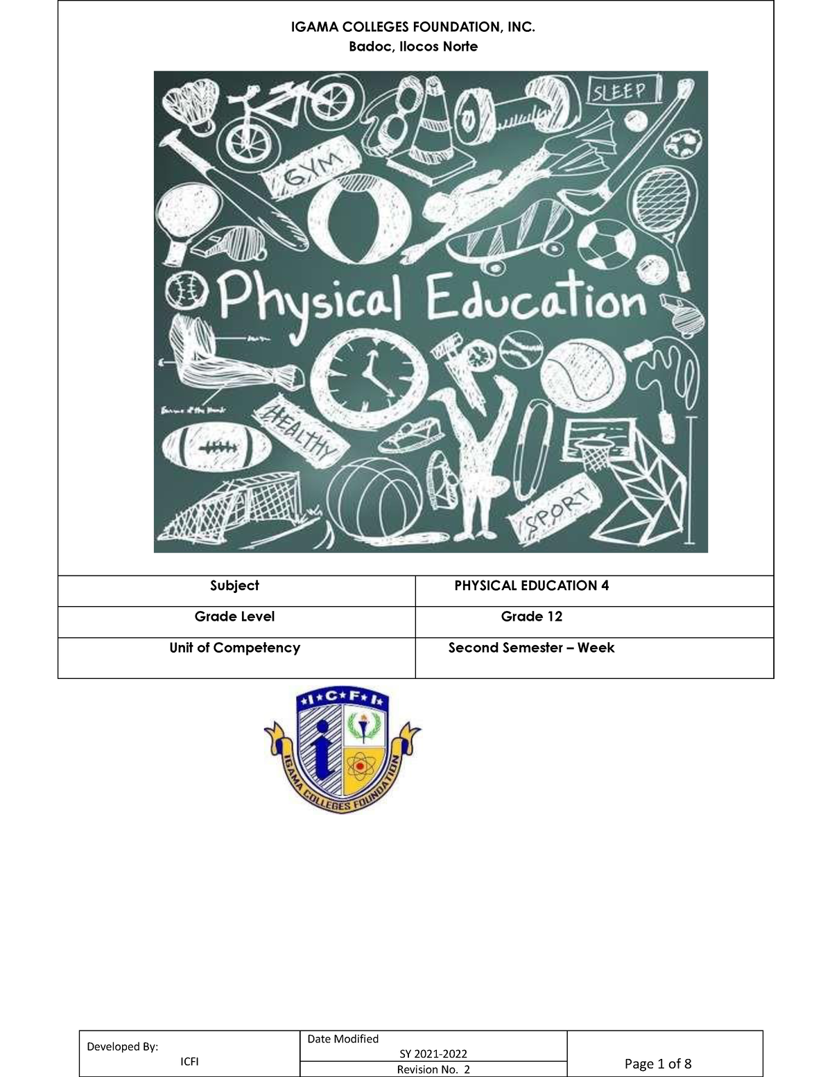 physical education and health 4 grade 12 recreational activities