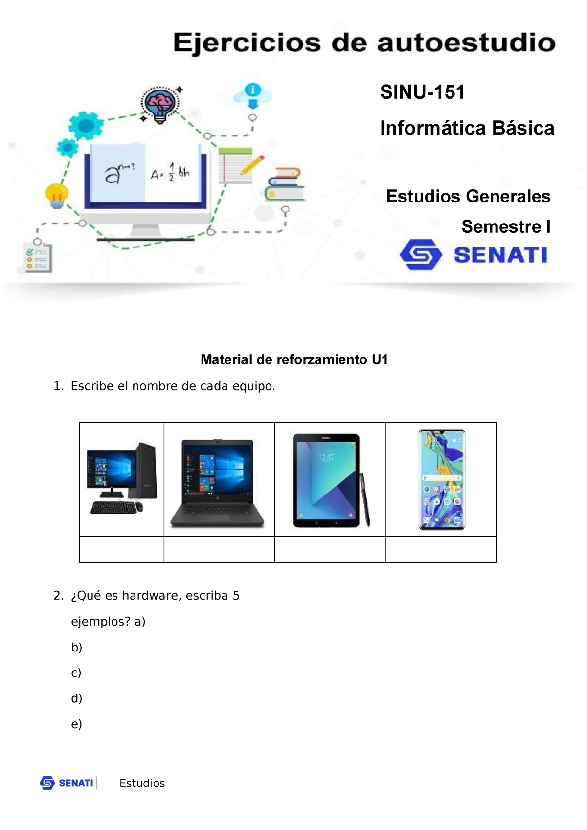 SINU-151 Unidad 01 Material Reforzamiento - Tecnología De Los ...