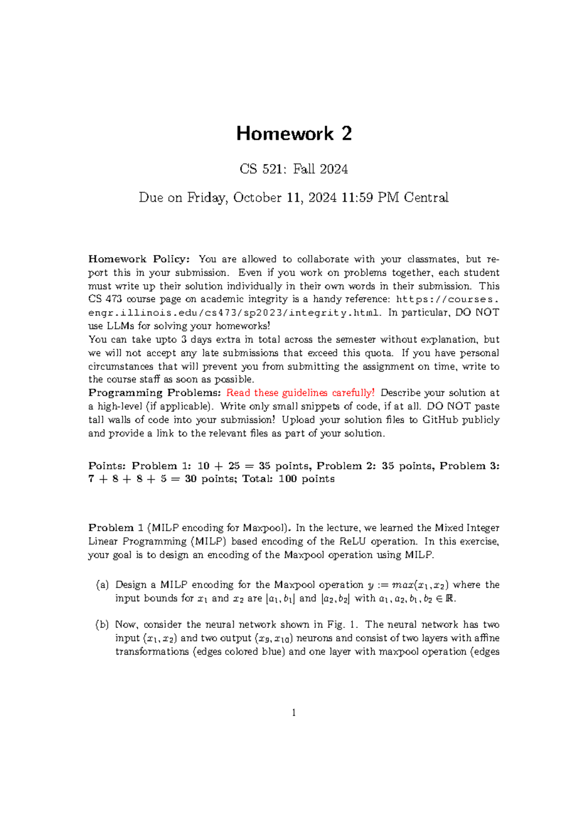 CS521 Fa24 HWs 1 - Hw 1 - Homework 2 CS 521: Fall 2024 Due on Friday ...