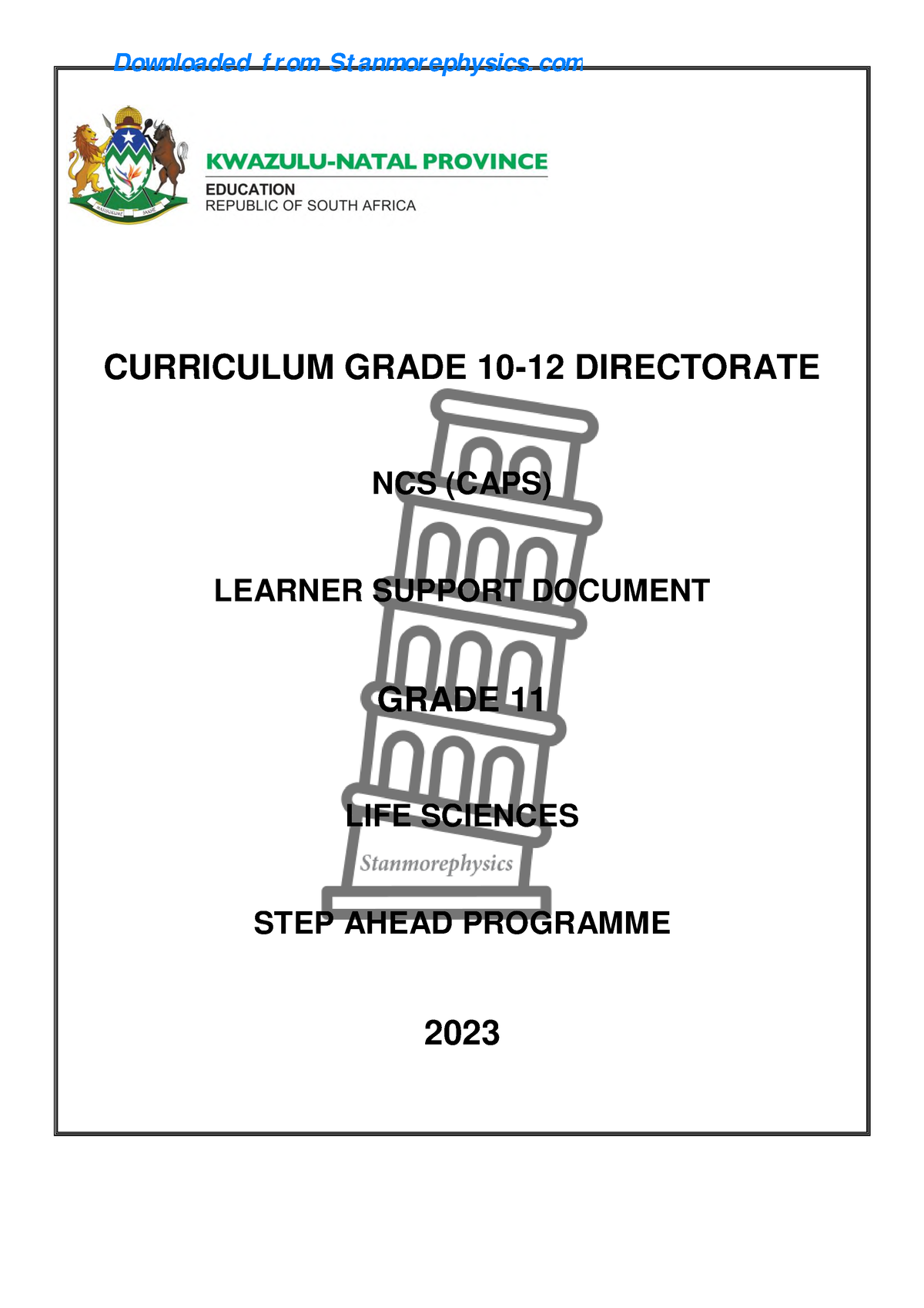 KZN LFSC Grade 11 Step Ahead Learner Support Document 2023 - CURRICULUM ...