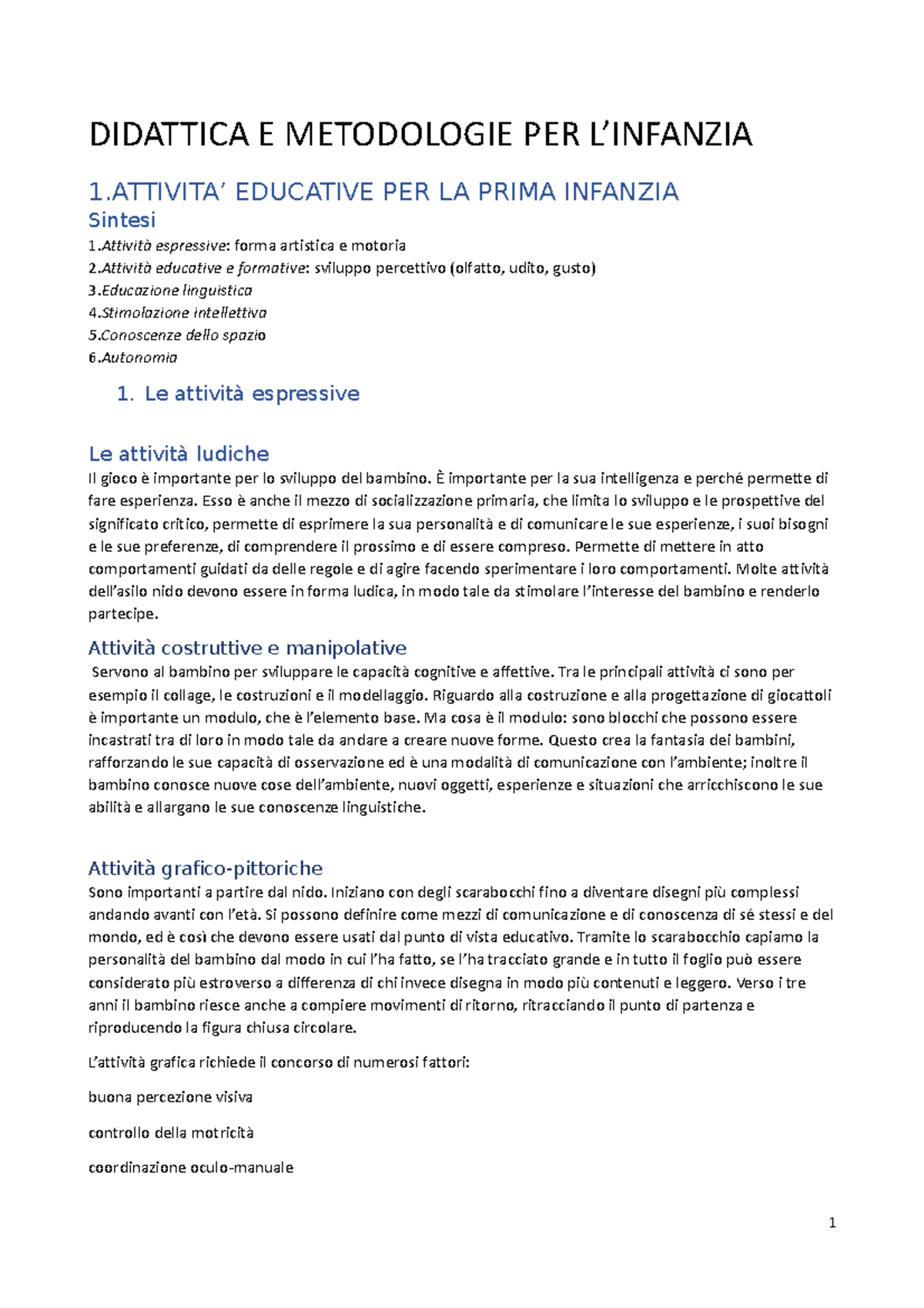 Didattica E Metodologie PER L' Infanzia - DIDATTICA E METODOLOGIE PER L ...