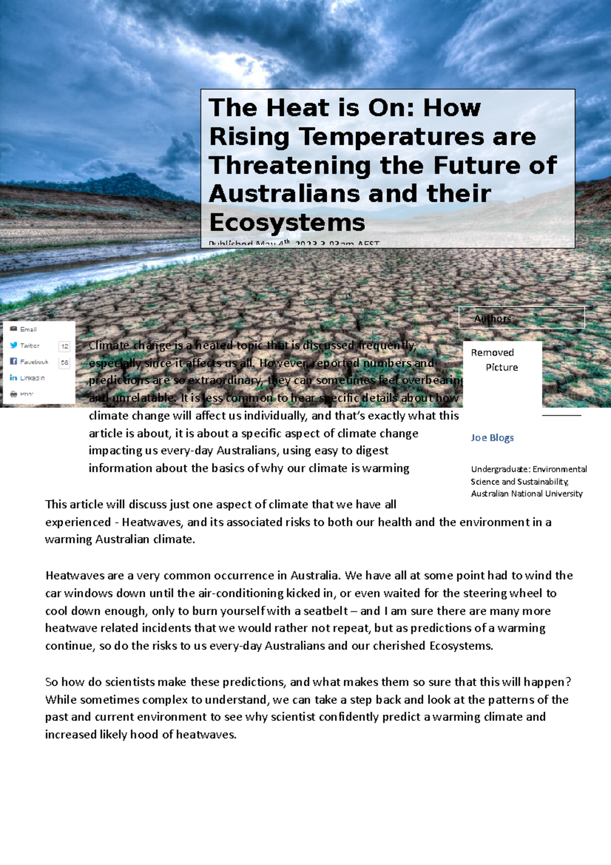 Conversation article final 1 - Climate change is a heated topic that is ...