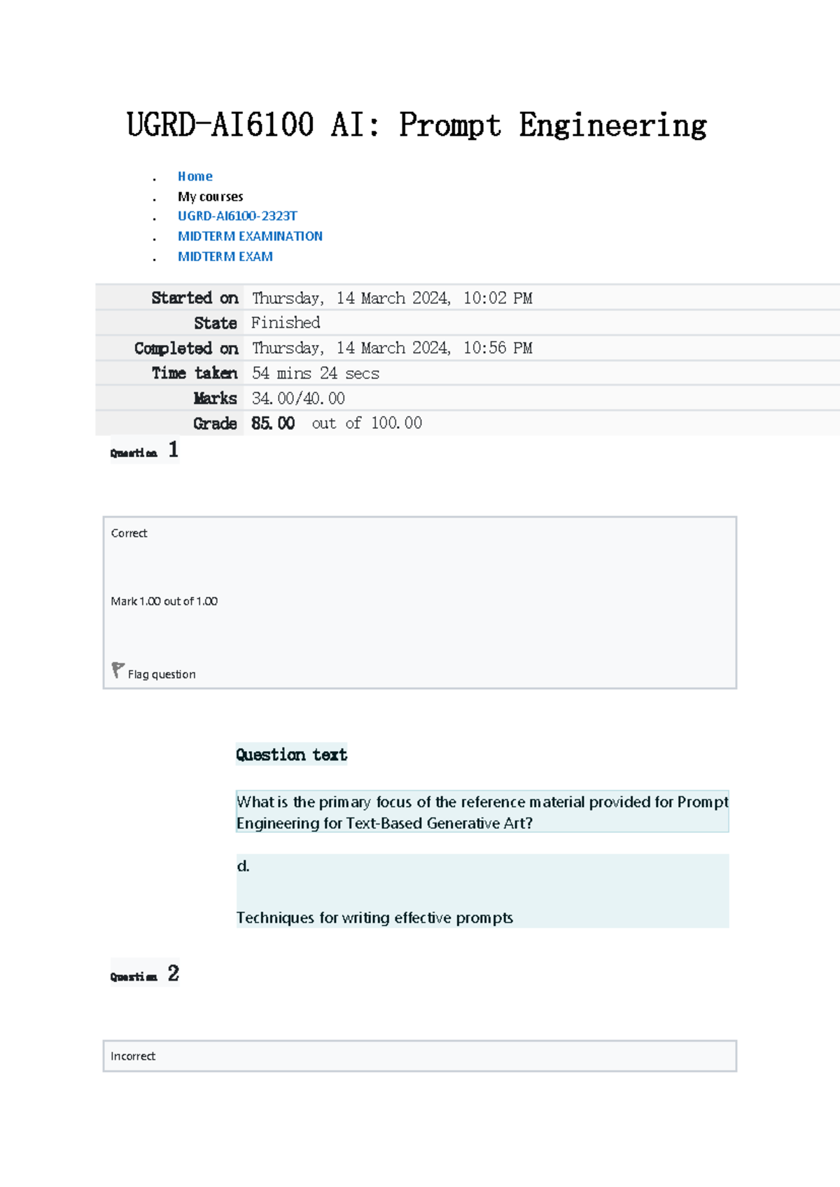 Ai Prompt Engineering Mid Term Exams - UGRD-AI6100 AI: Prompt ...