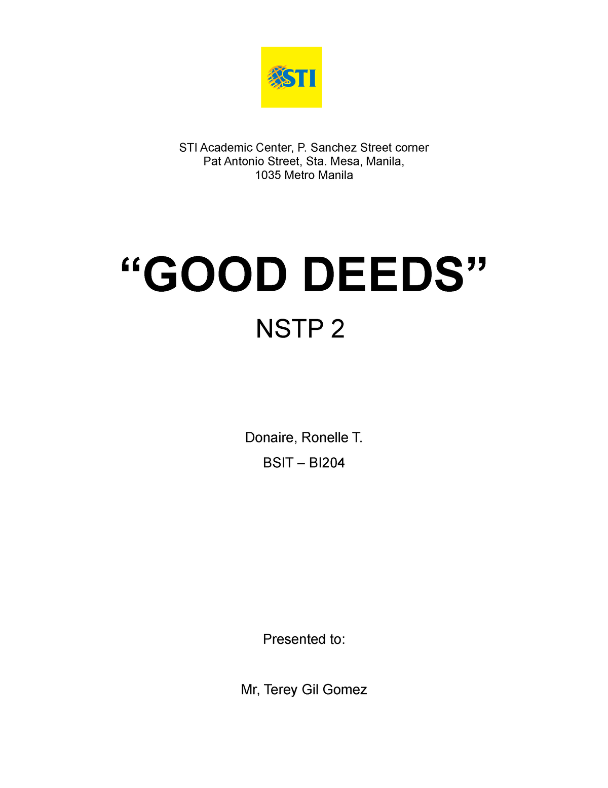 essay good deeds