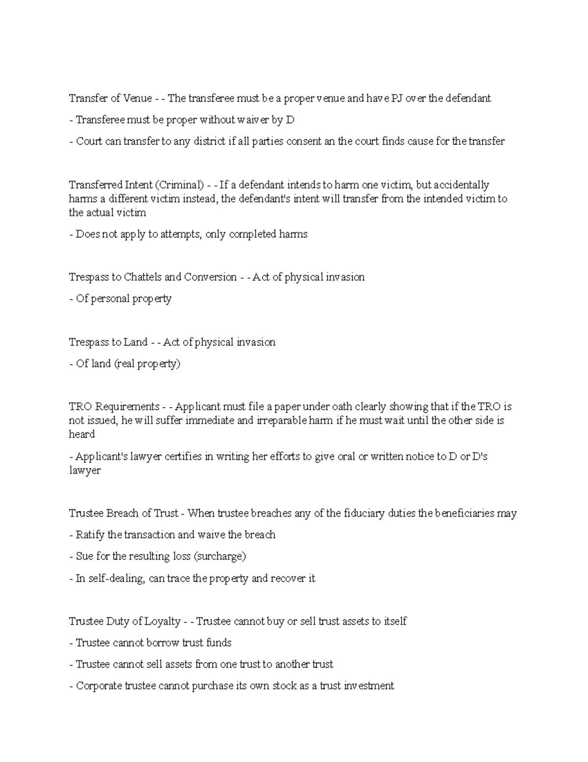 Note 14 Bar Exam Transfer of Venue The transferee must be